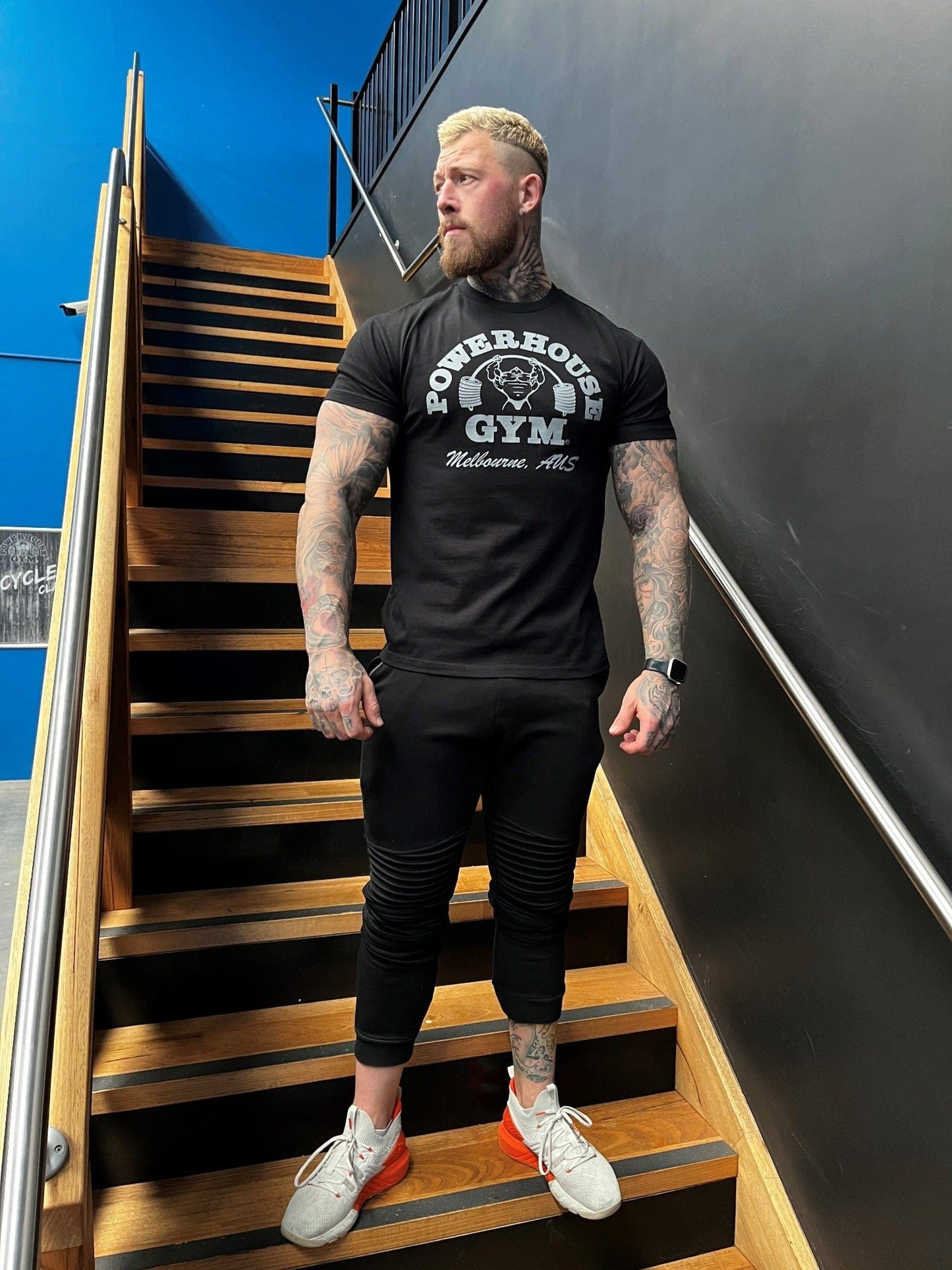 Powerhouse Gym Pro Shop Block T-Shirt Black/Silver