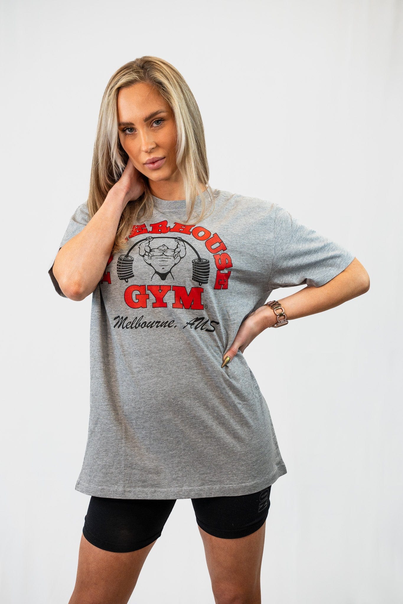 Powerhouse Gym Pro Shop Block T-Shirt Grey/Red