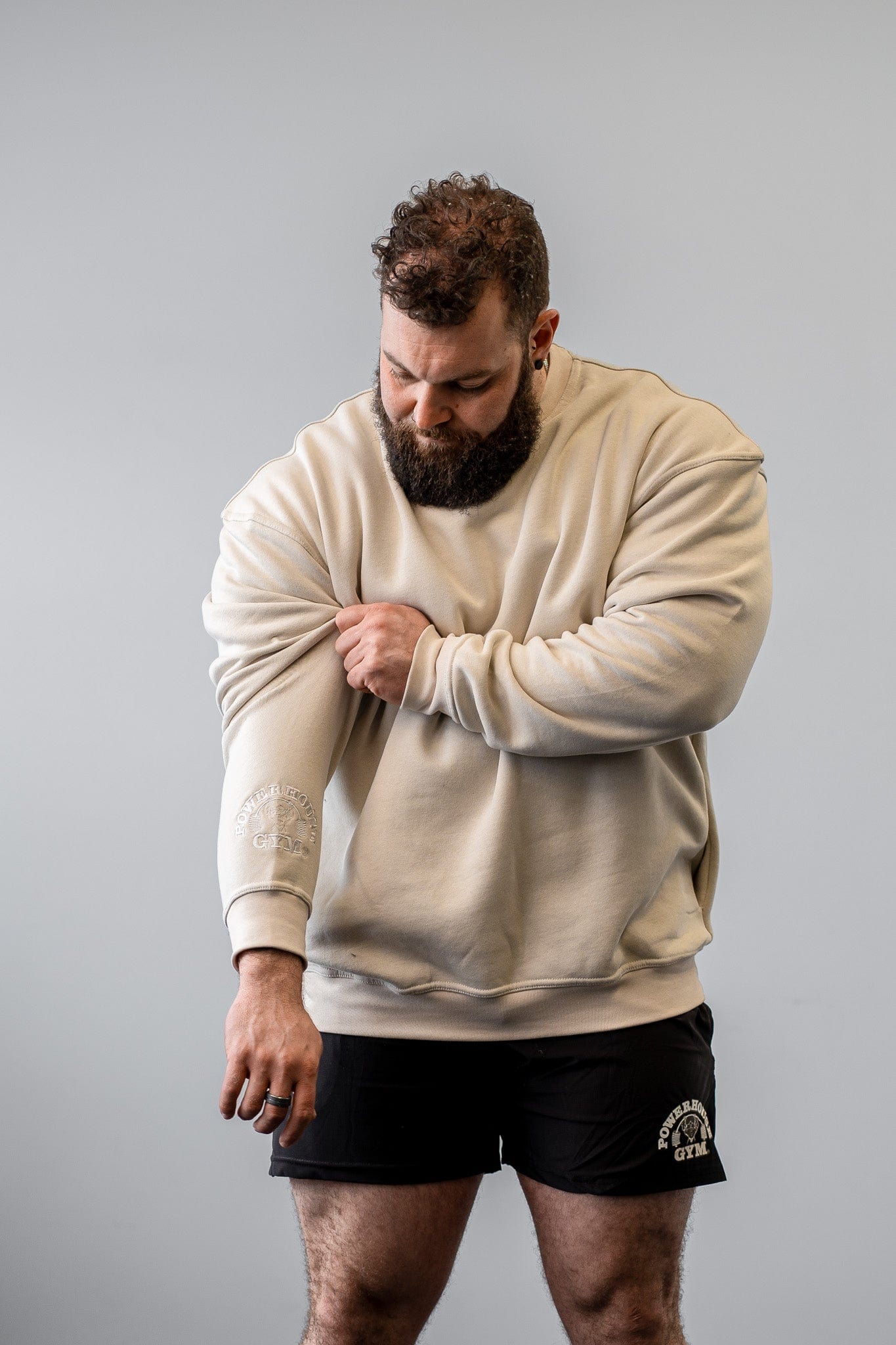 Powerhouse Gym Pro Shop Casual Crew- Beige