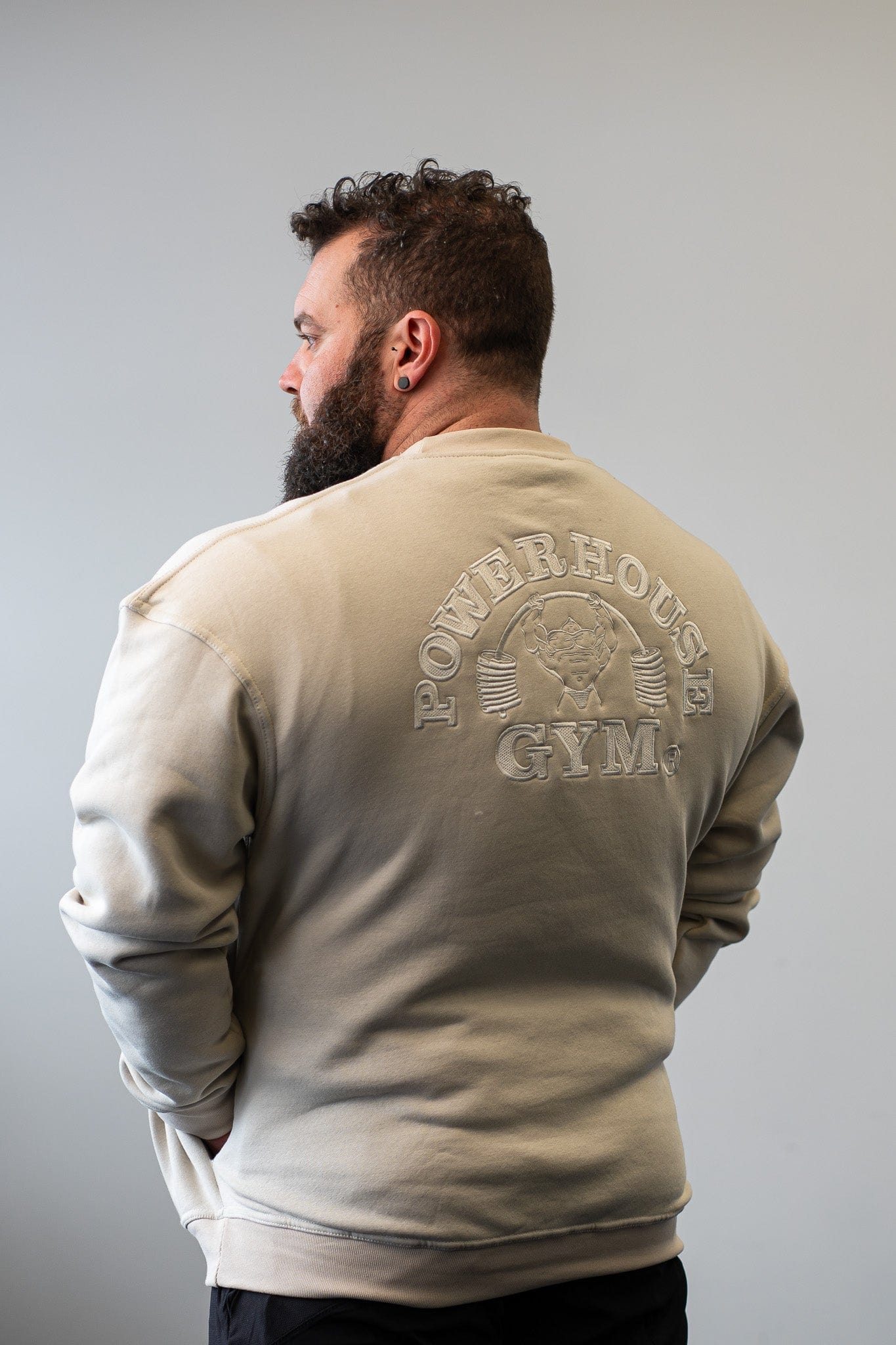 Powerhouse Gym Pro Shop Casual Crew- Beige