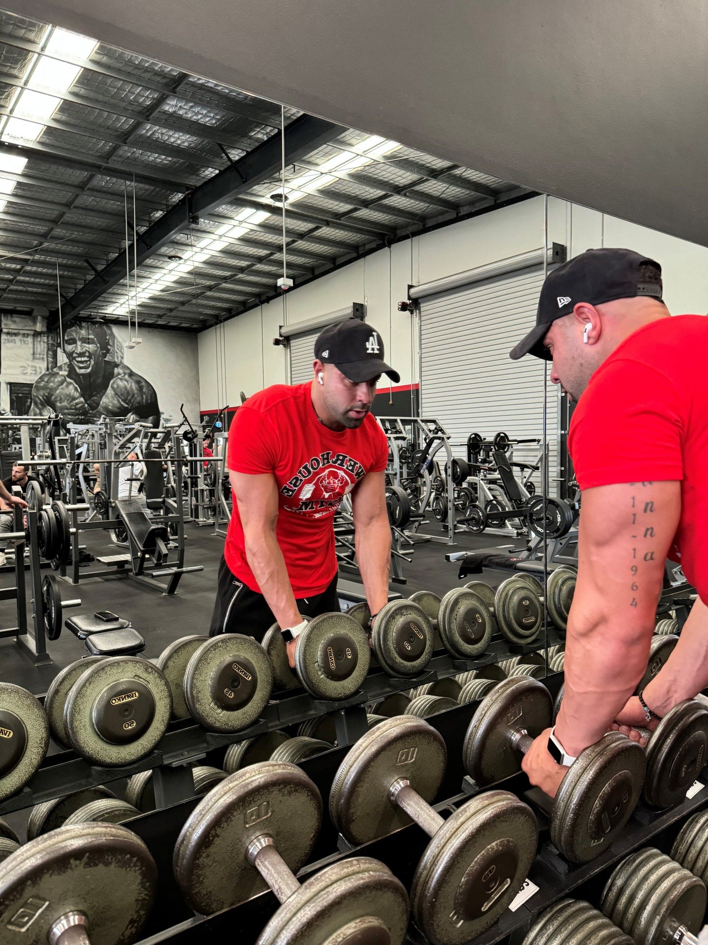 Powerhouse Gym Pro Shop Copy of Block T-Shirt solid red/black, white outline