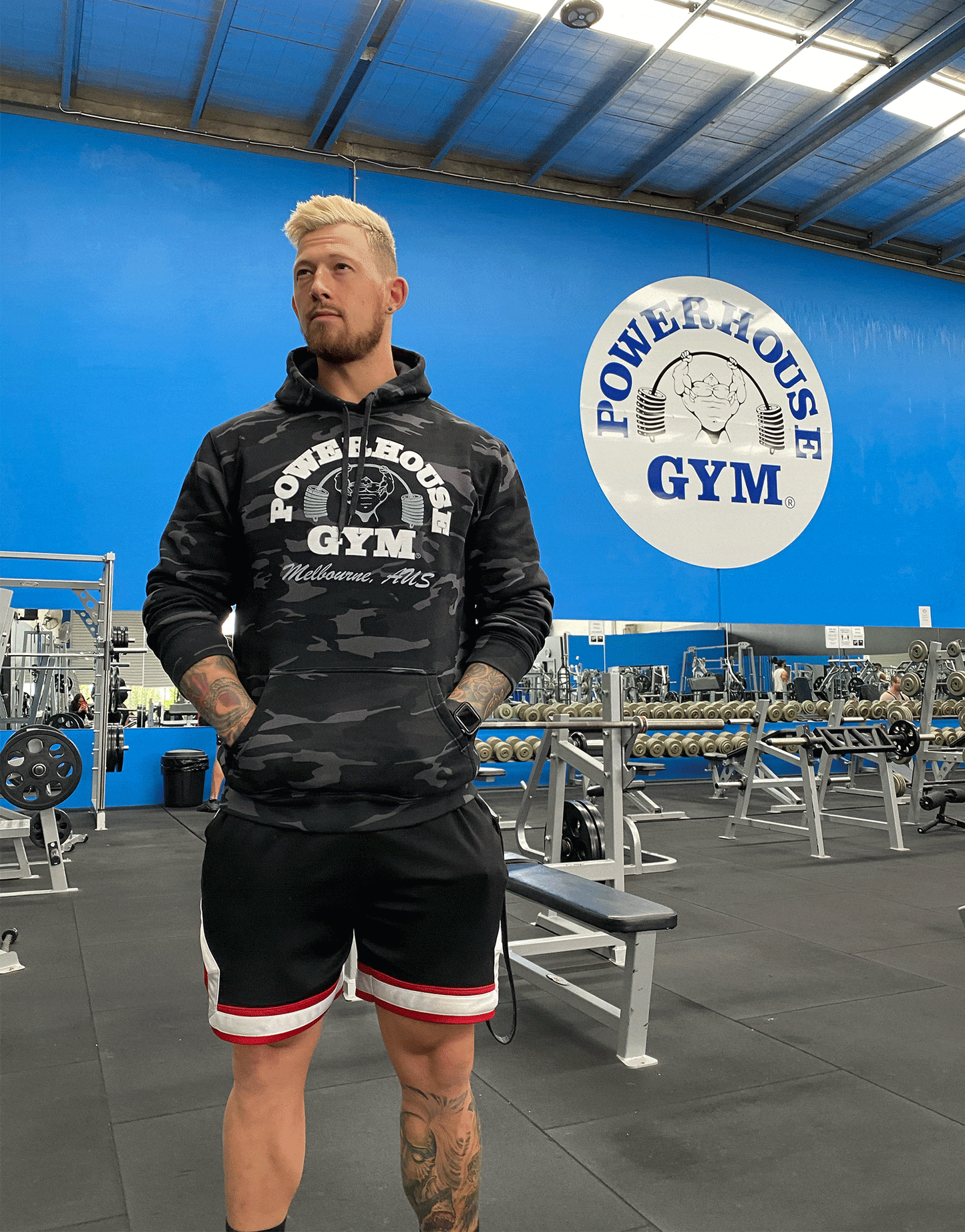 Powerhouse Gym Pro Shop Hoodie Black Camo