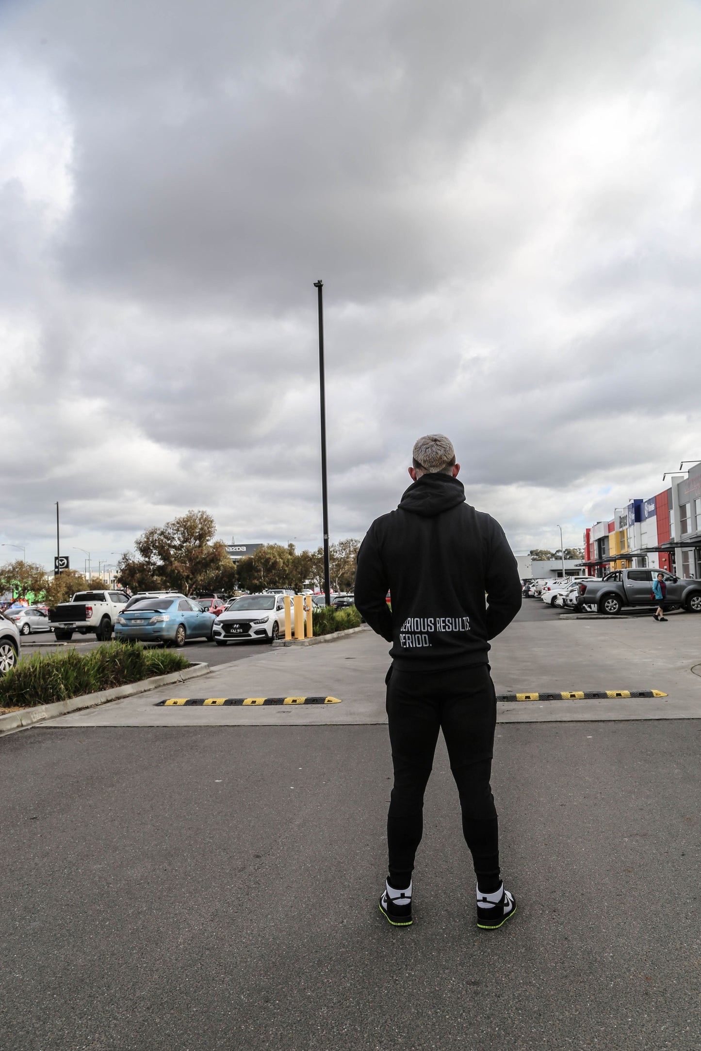Powerhouse Gym Pro Shop Hoodie Black/White Text/ Silver Man