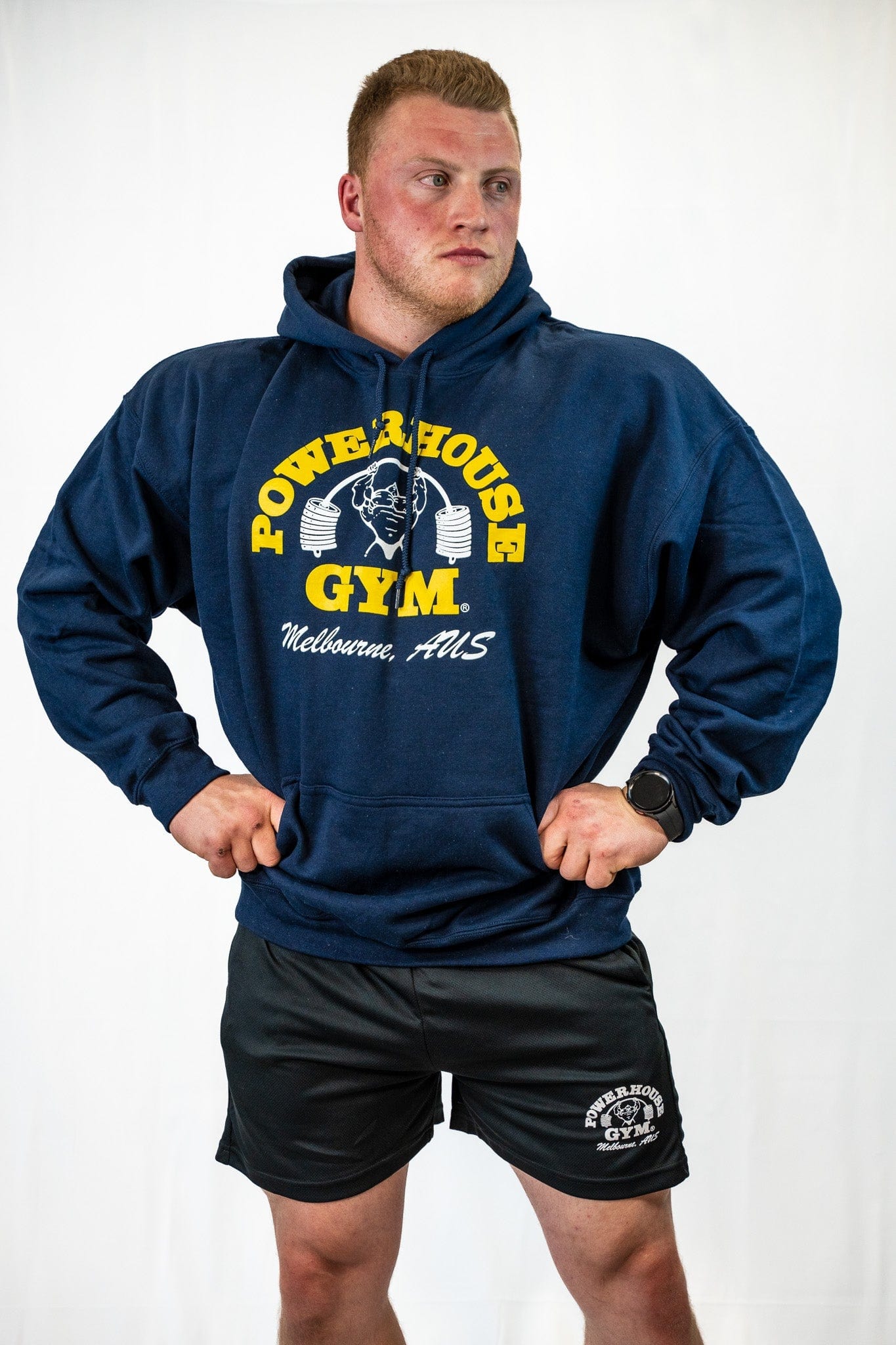 Powerhouse Gym Pro Shop Hoodie Navy Blue/ Yellow