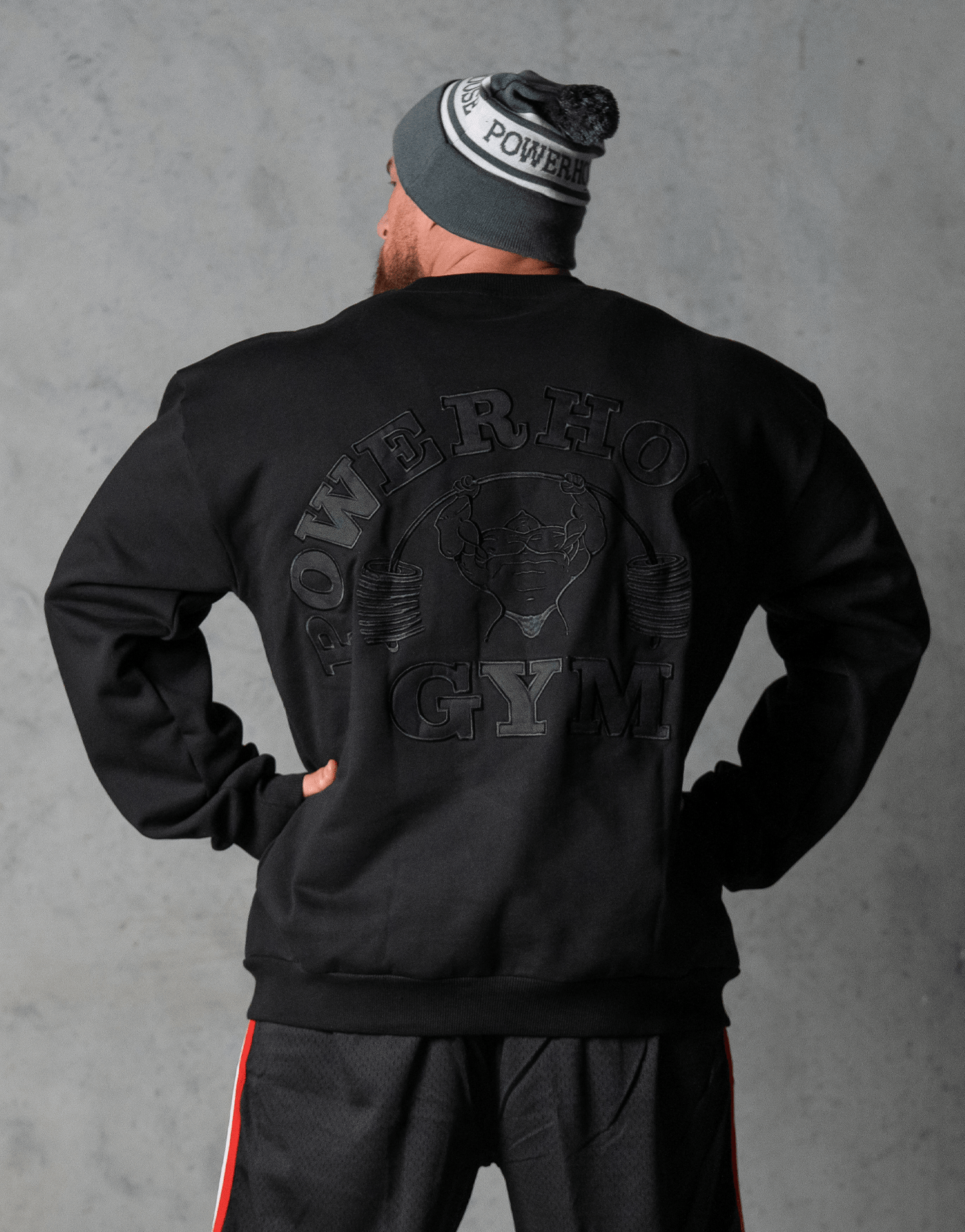Powerhouse Gym Pro Shop Iron Built Crewneck — Classic Strength, No Hood Needed