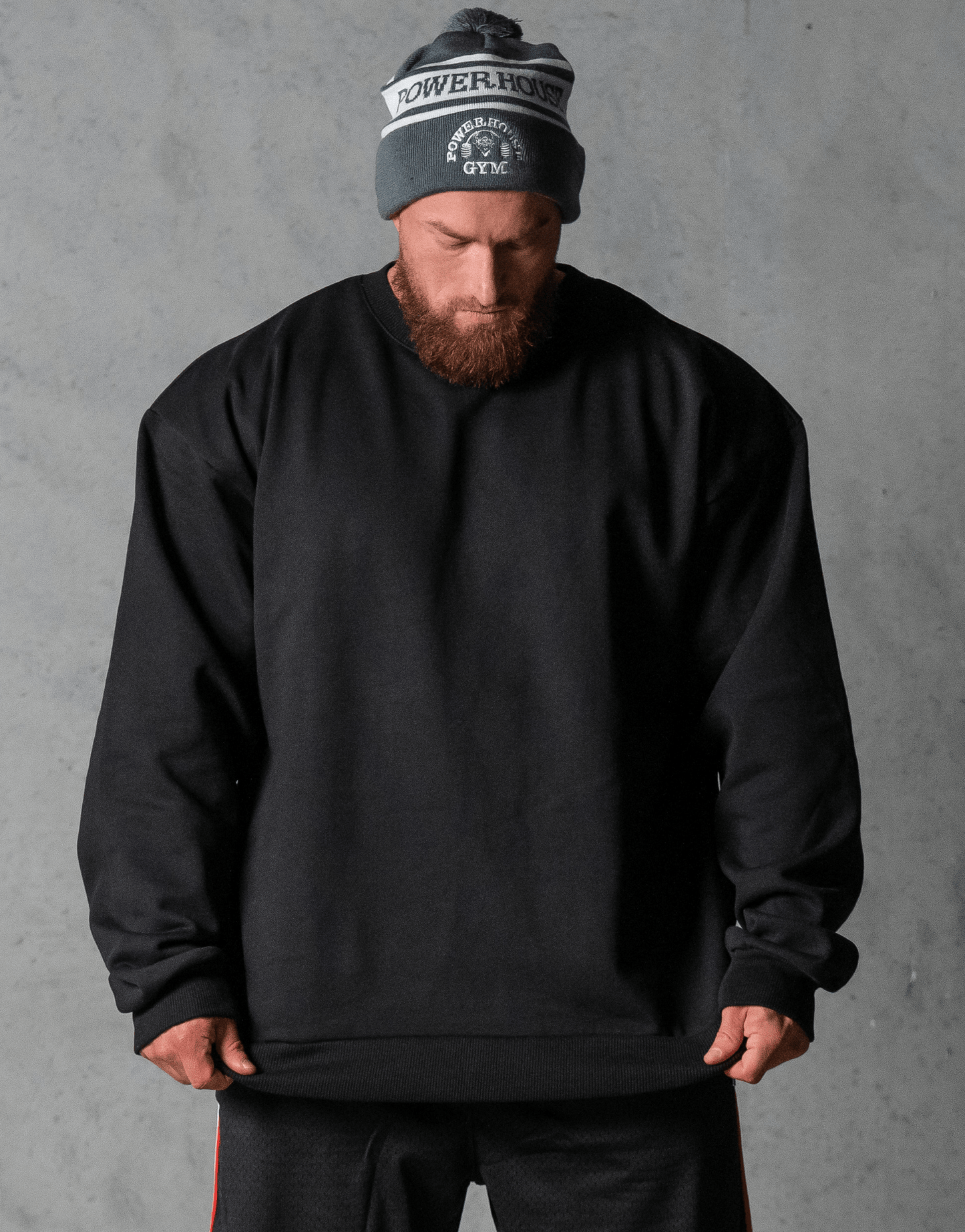 Powerhouse Gym Pro Shop Iron Built Crewneck — Classic Strength, No Hood Needed
