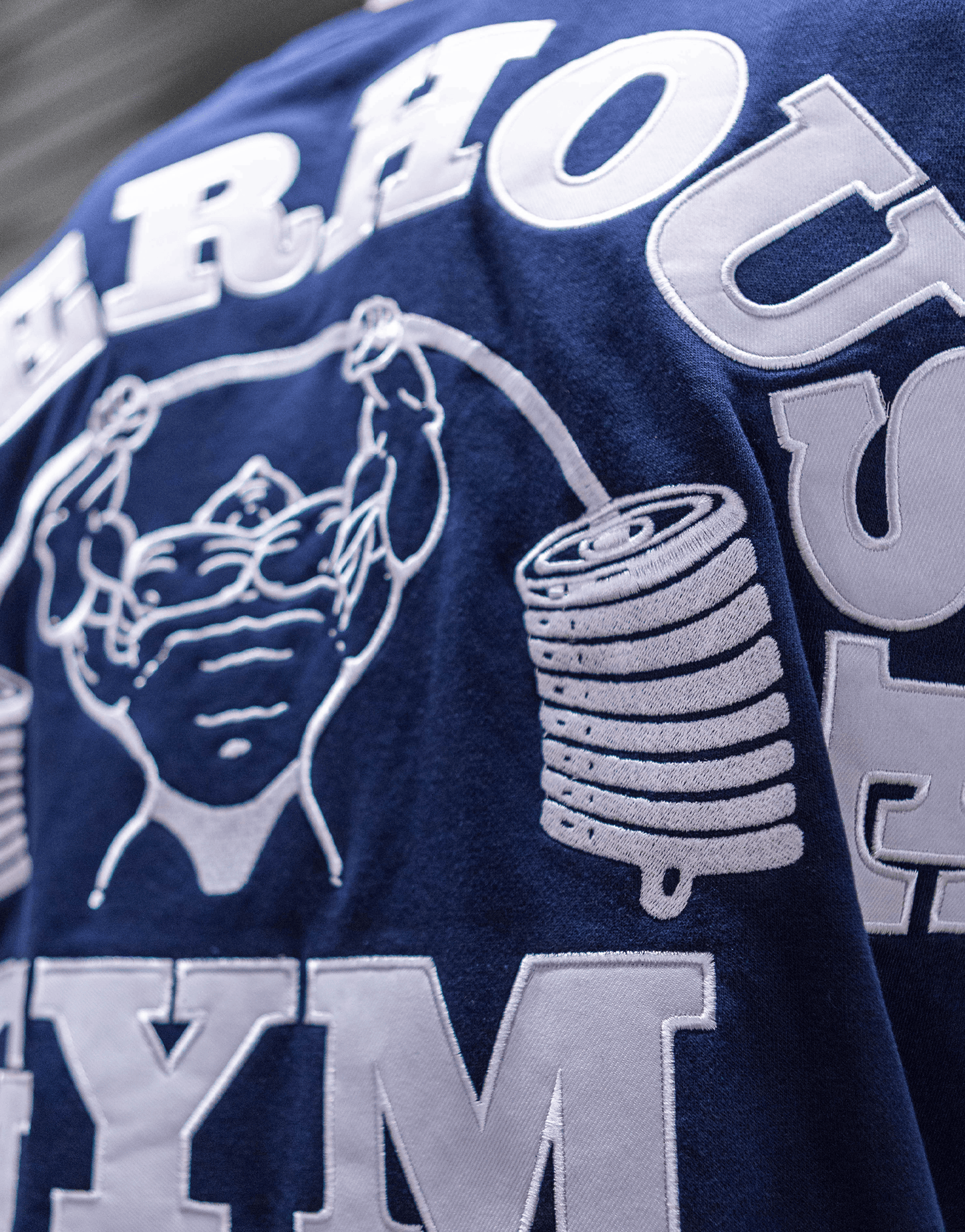 Powerhouse Gym Pro Shop Iron Grip Varsity Tee - Navy/White