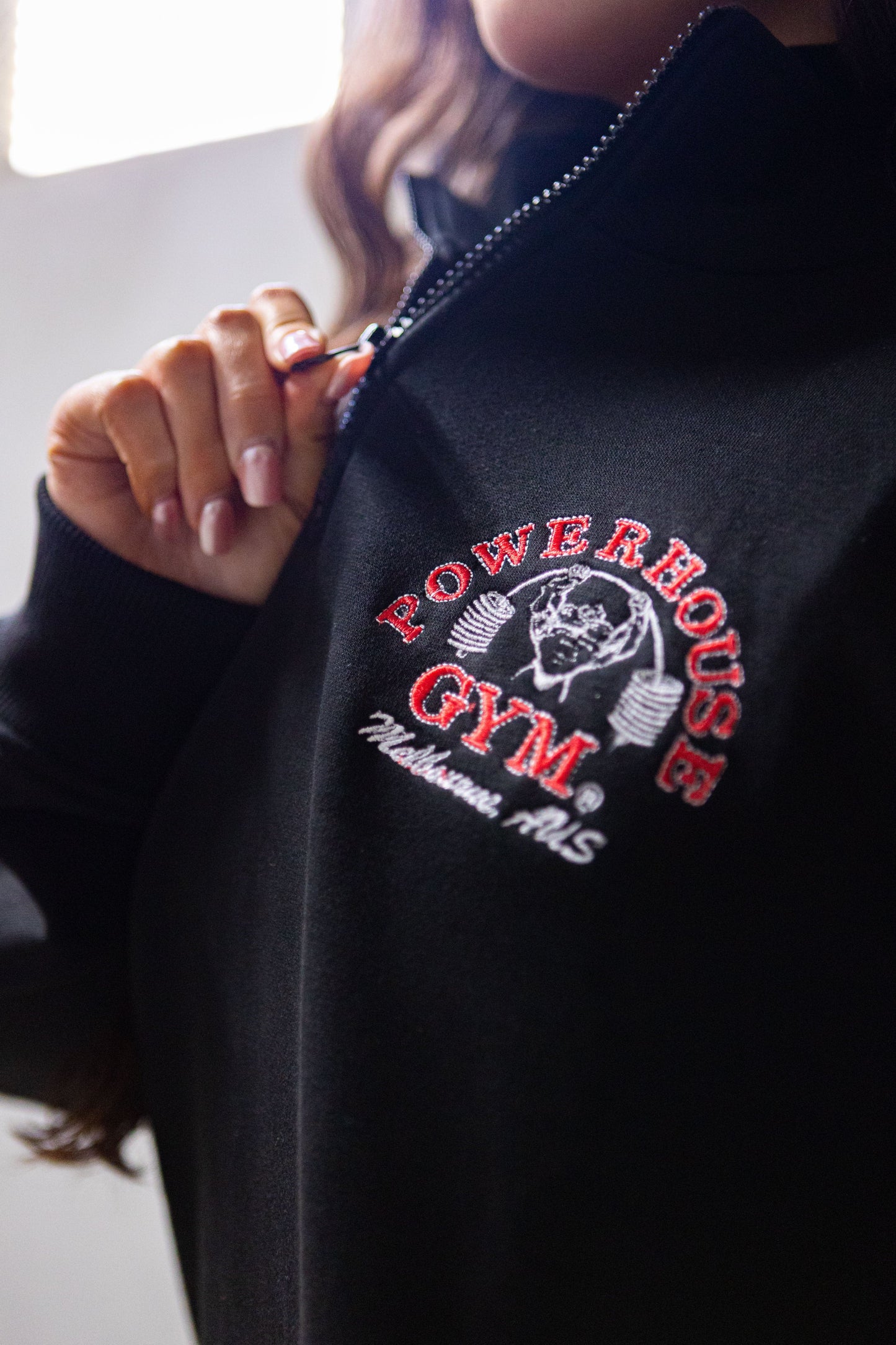 Powerhouse Gym Pro Shop Quarter Zip Jumper Black/Red