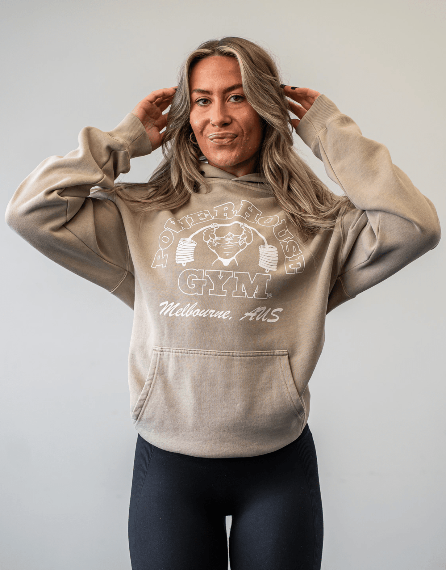 Powerhouse Gym Pro Shop Relaxed Hoodie - Faded Bone
