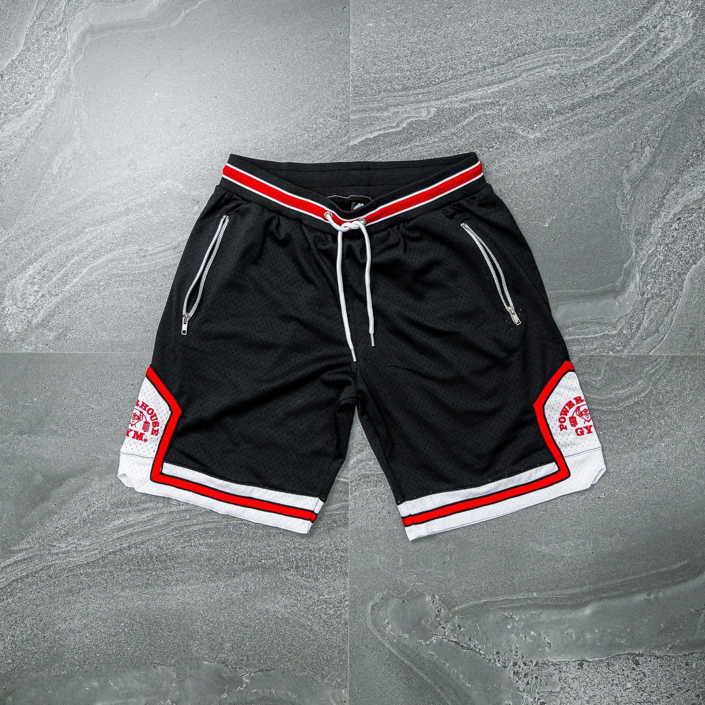 Powerhouse Gym Pro Shop Retro Basketball Shorts Black/Red