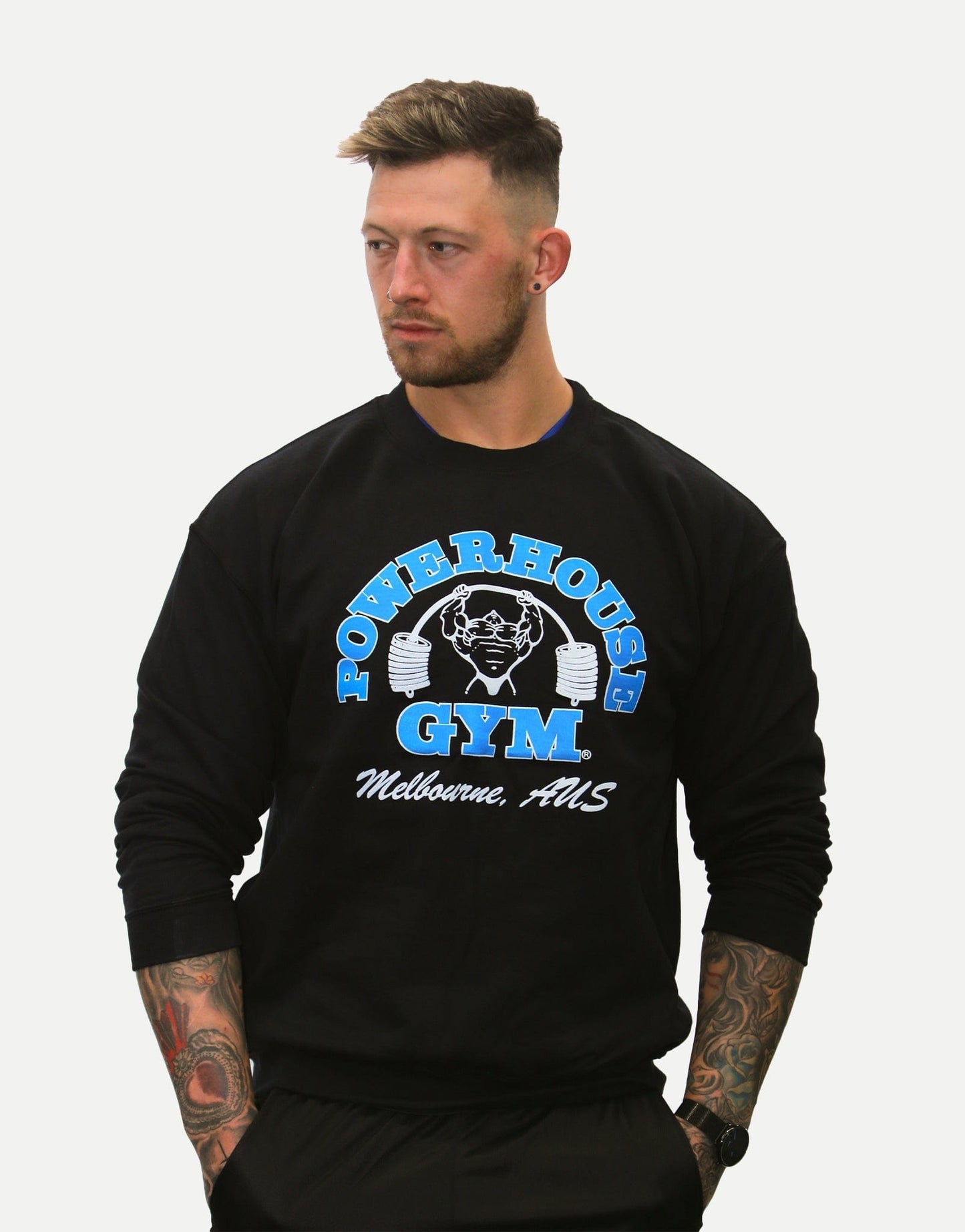 Powerhouse Gym Pro Shop Small Crewneck Black/Blue