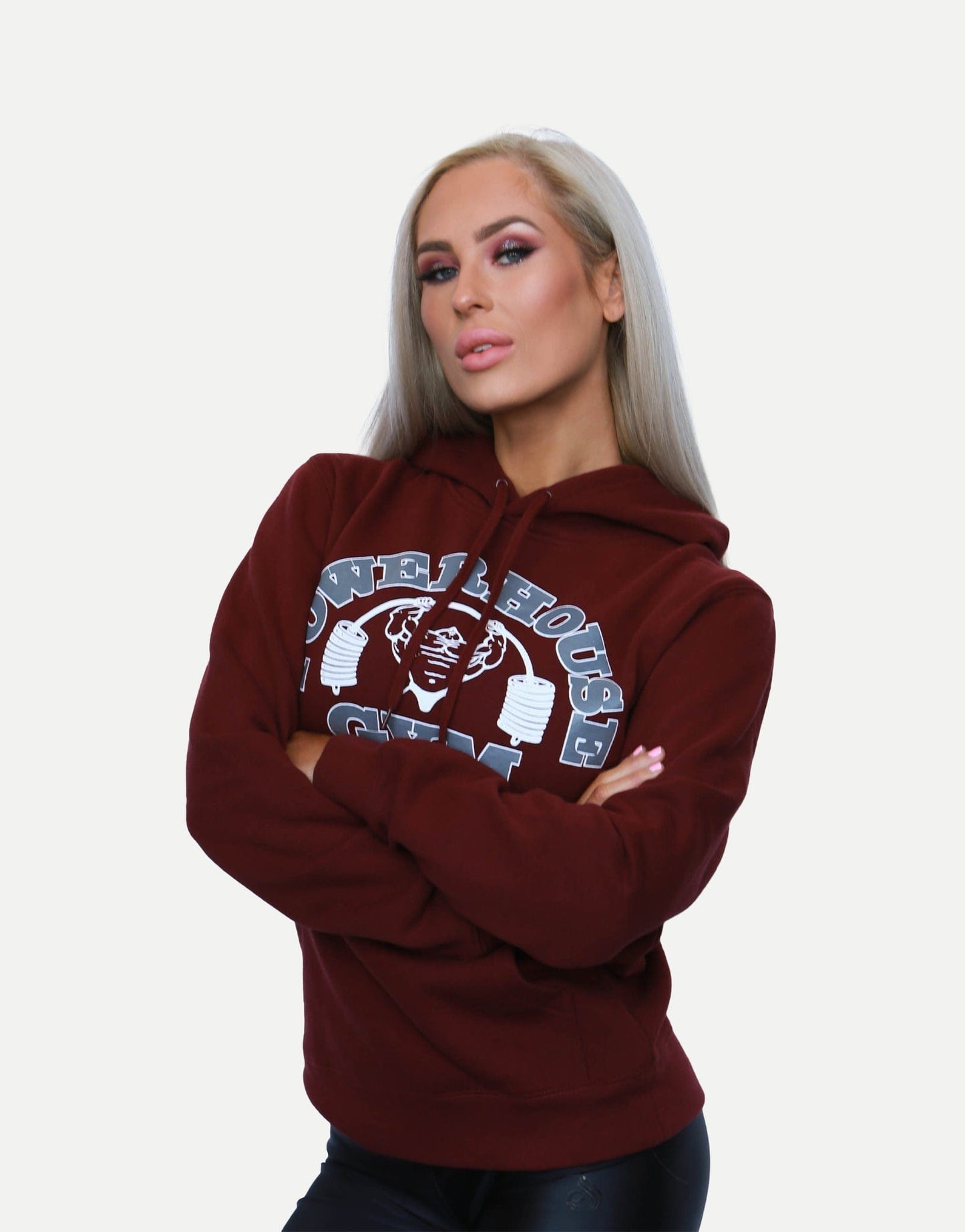 Powerhouse Gym Pro Shop Small Hoodie Maroon/ Silver