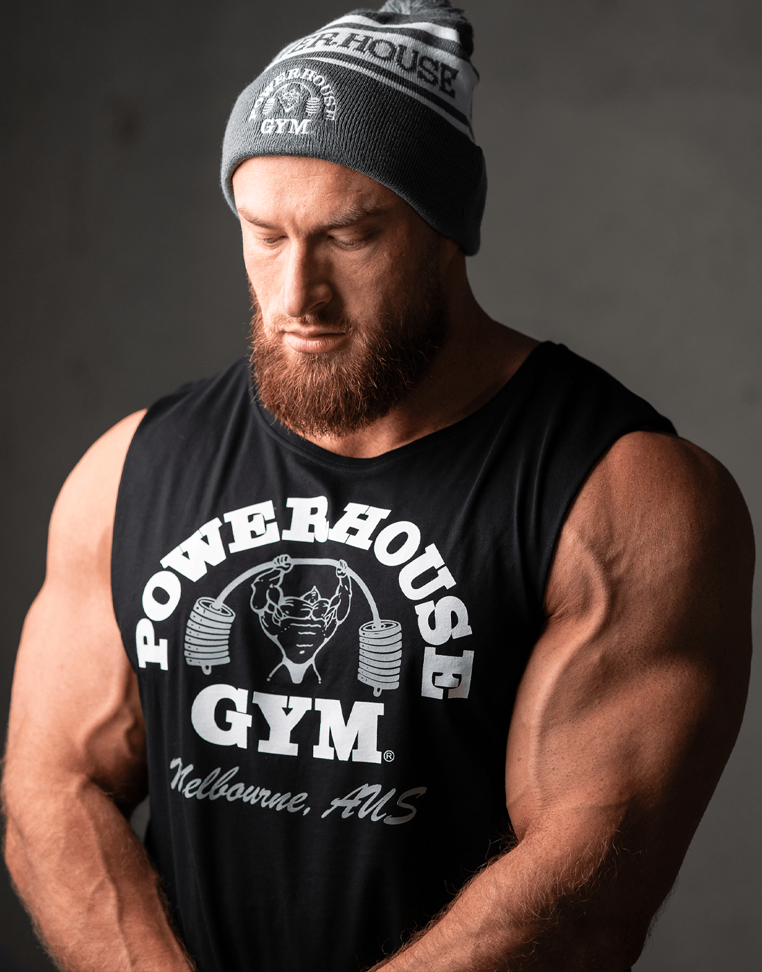 Powerhouse Gym Pro Shop Solid Tank Black - Grey/ white