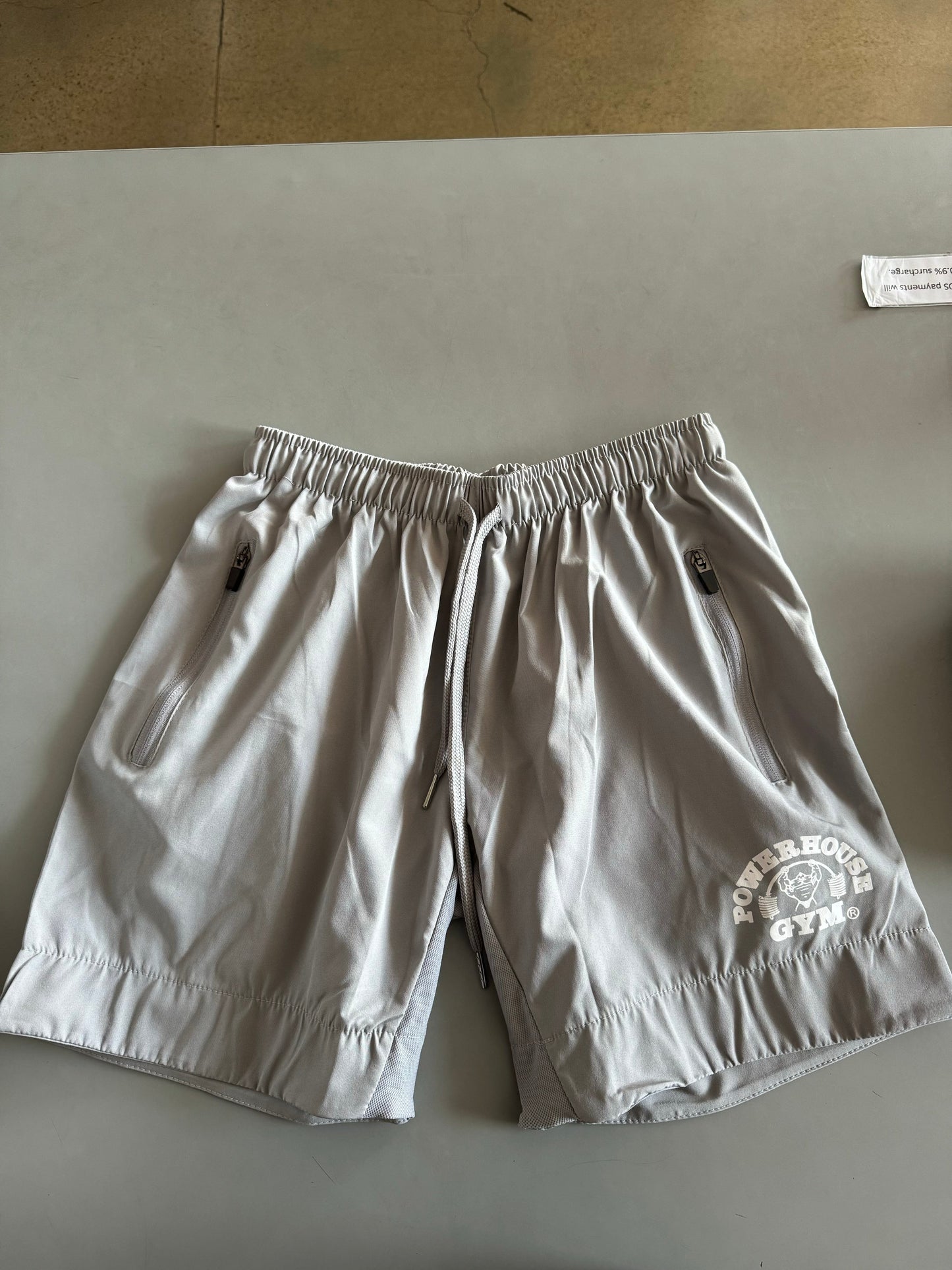 Powerhouse Gym Pro Shop Track Shorts-Light Grey