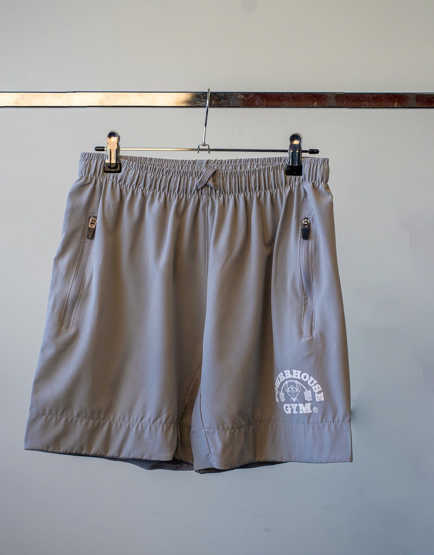 Powerhouse Gym Pro Shop Track Shorts-Light Grey
