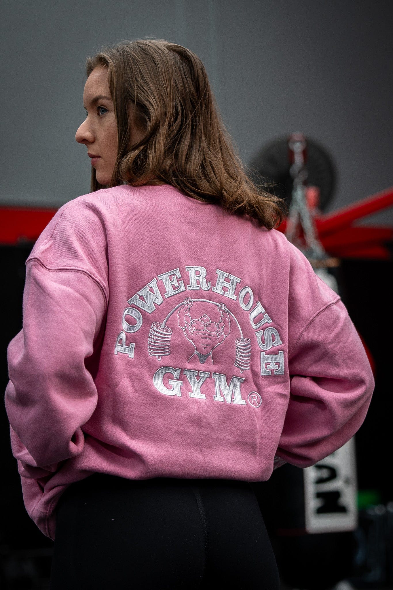 Powerhouse Gym Pro Shop XS Casual Crew- Pink