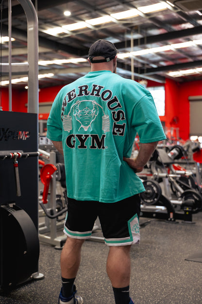 Powerhouse Gym Pro Shop American Made - Teal o/s Tee