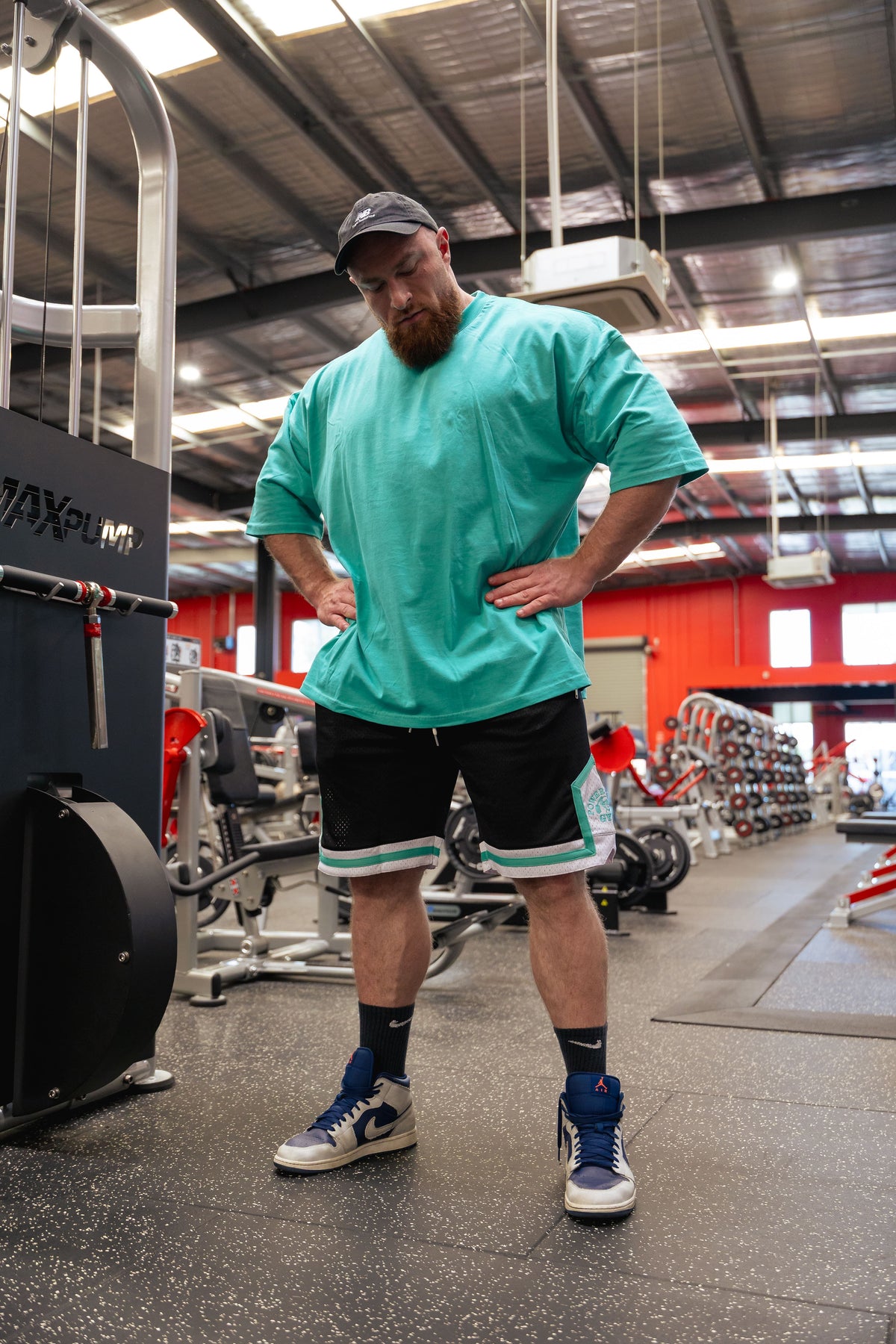 Powerhouse Gym Pro Shop American Made - Teal o/s Tee