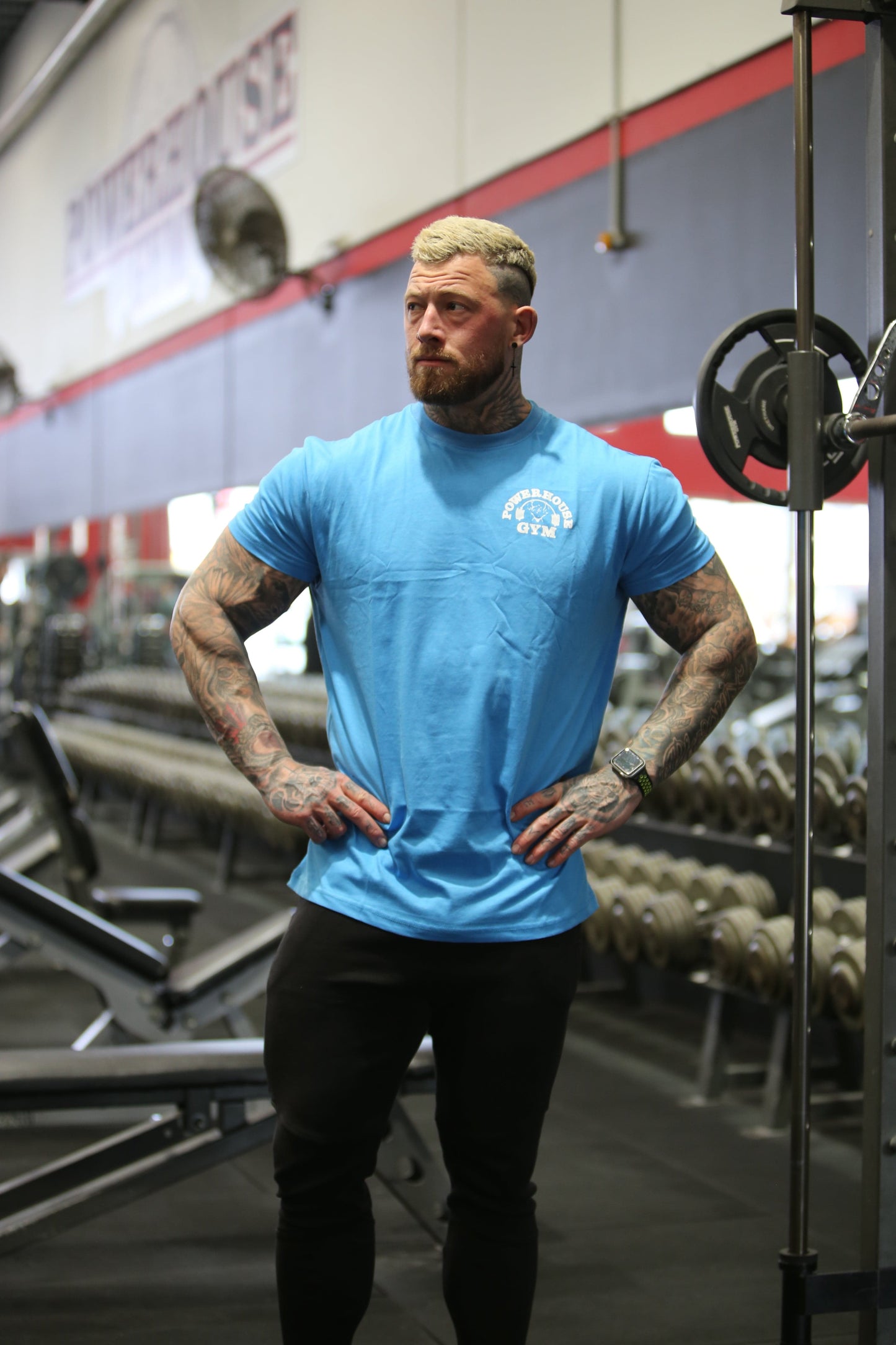Powerhouse Gym Pro Shop Baseline T-Shirt - Sky Blue