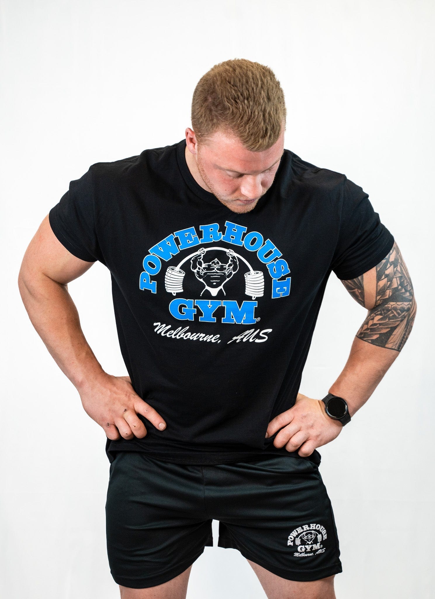 Powerhouse Gym Pro Shop Block T-Shirt Black/Blue