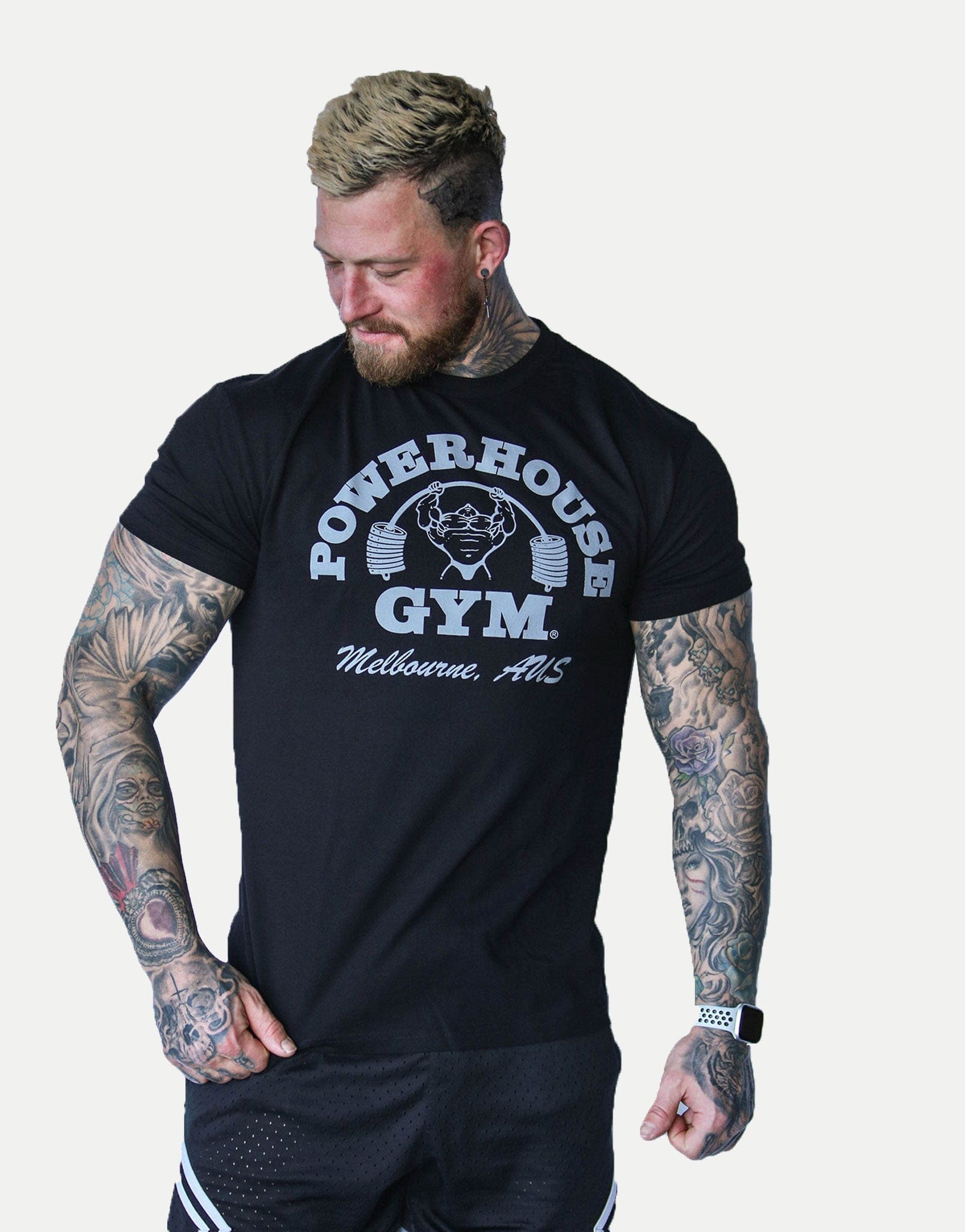 Powerhouse Gym Pro Shop Block T-Shirt Black/Silver