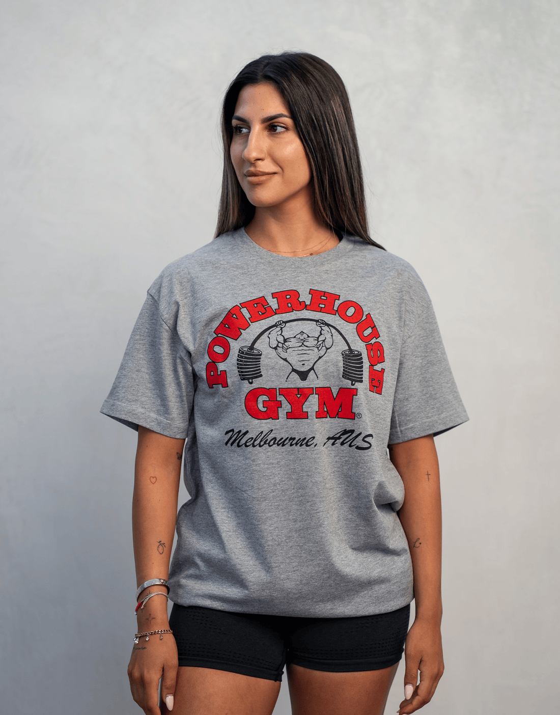 Powerhouse Gym Pro Shop Block T-Shirt Grey/Red
