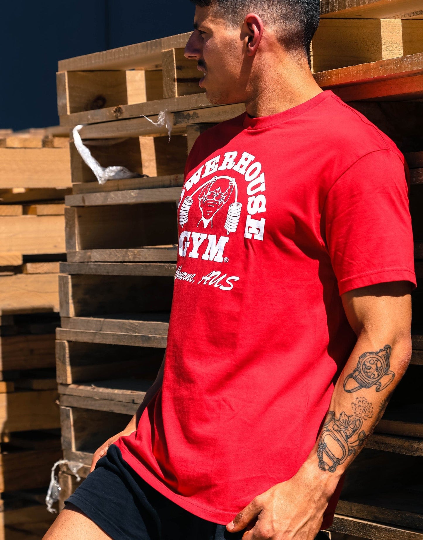 Powerhouse Gym Pro Shop Block T-Shirt Red/White