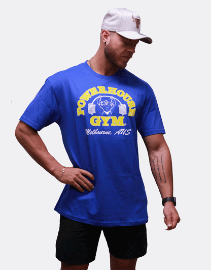 Powerhouse Gym Pro Shop Block T-Shirt Royal Blue/Yellow