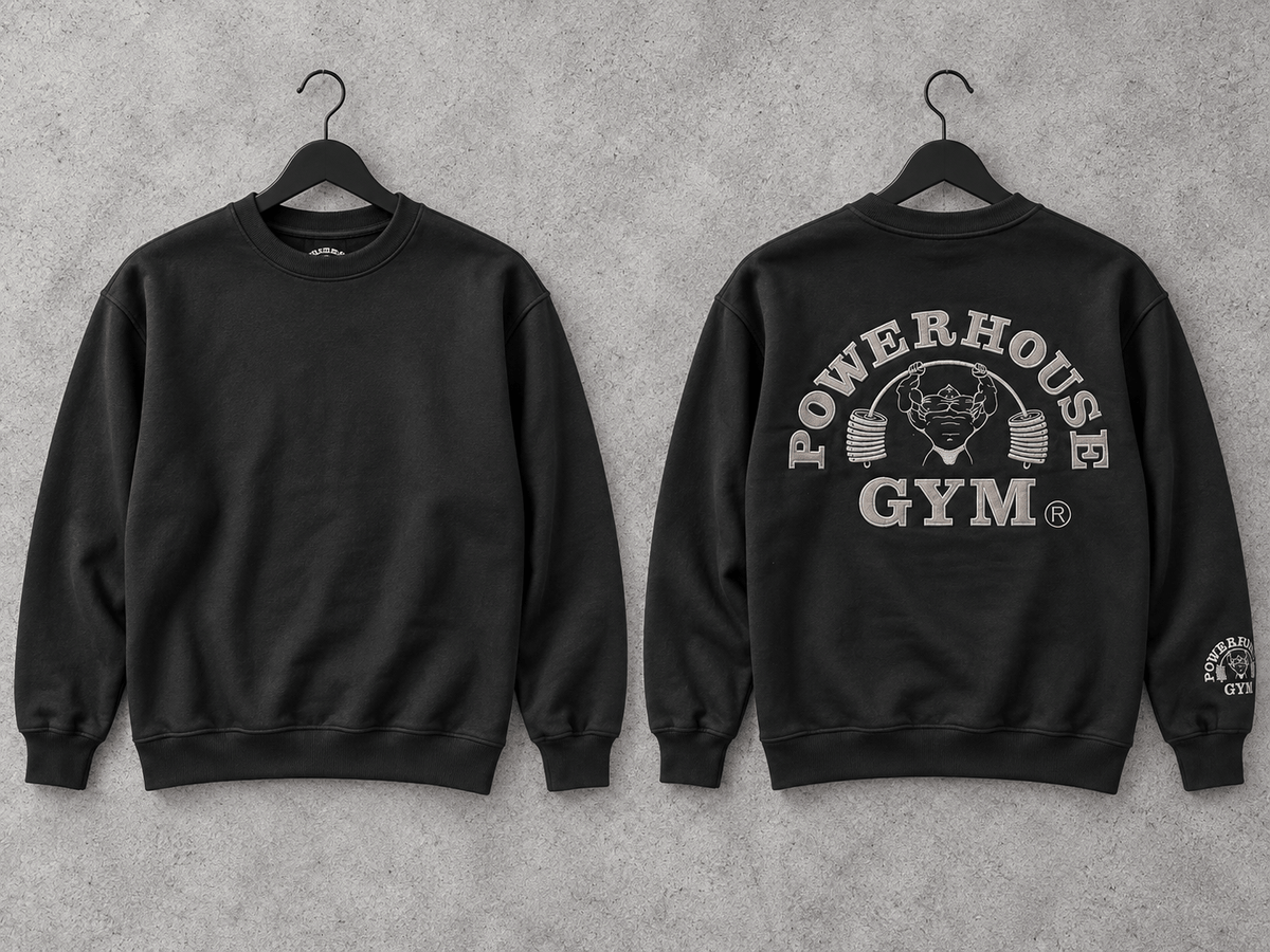 Powerhouse Gym Pro Shop Casual Crew- Black