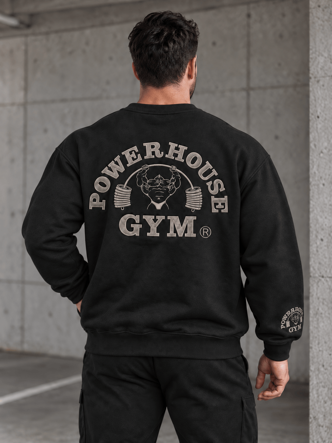 Powerhouse Gym Pro Shop Casual Crew- Black