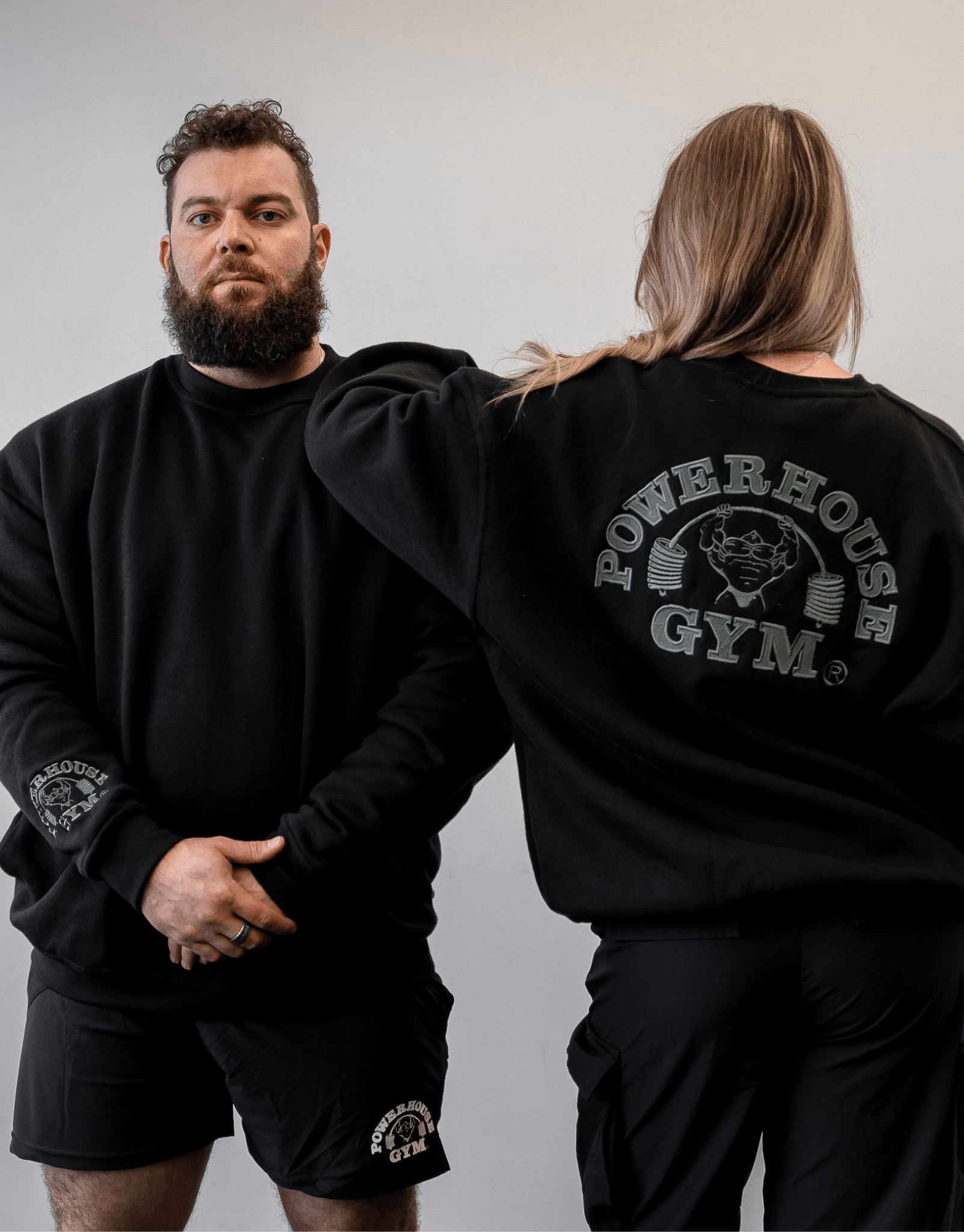 Powerhouse Gym Pro Shop Casual Crew- Black