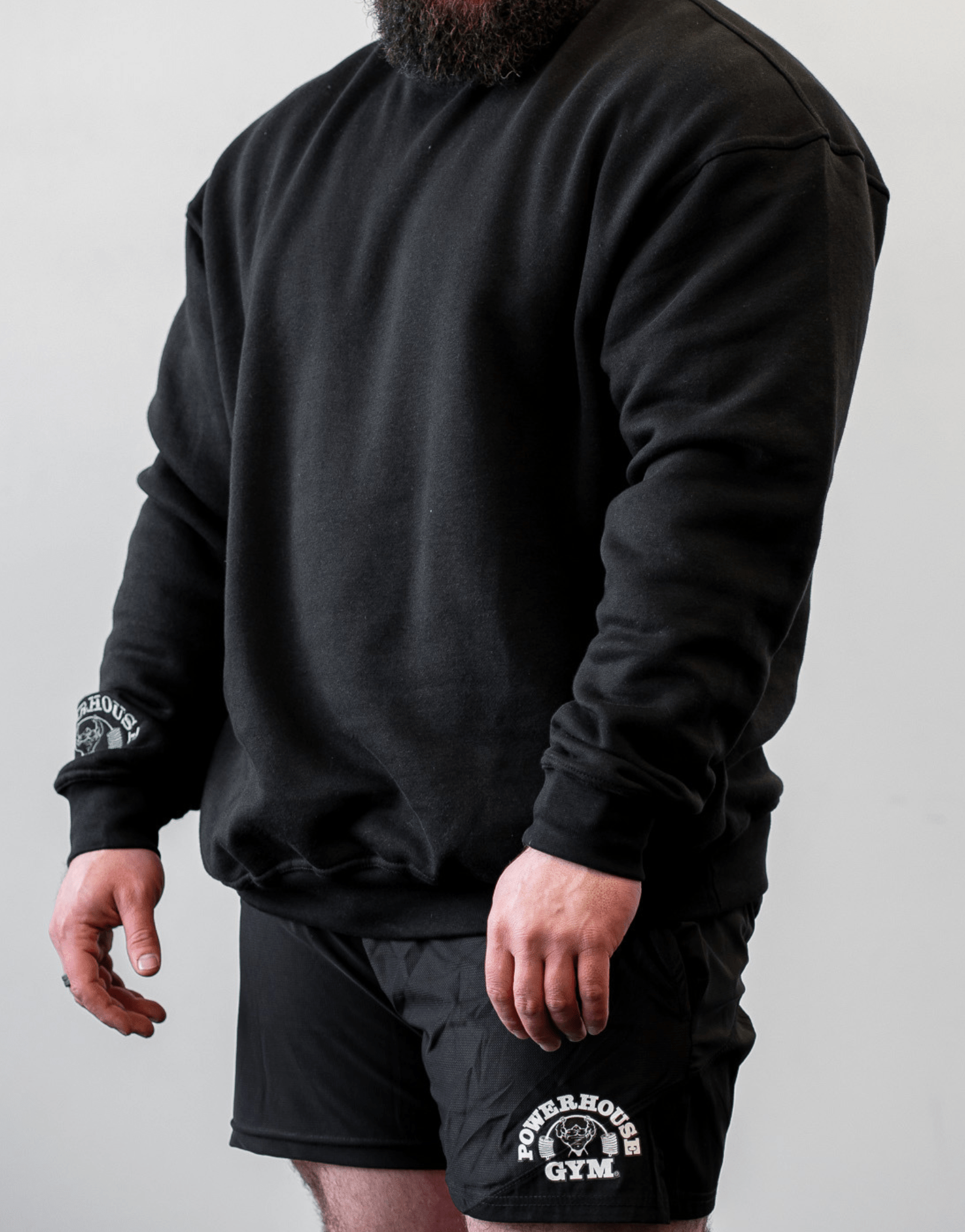 Powerhouse Gym Pro Shop Casual Crew- Black