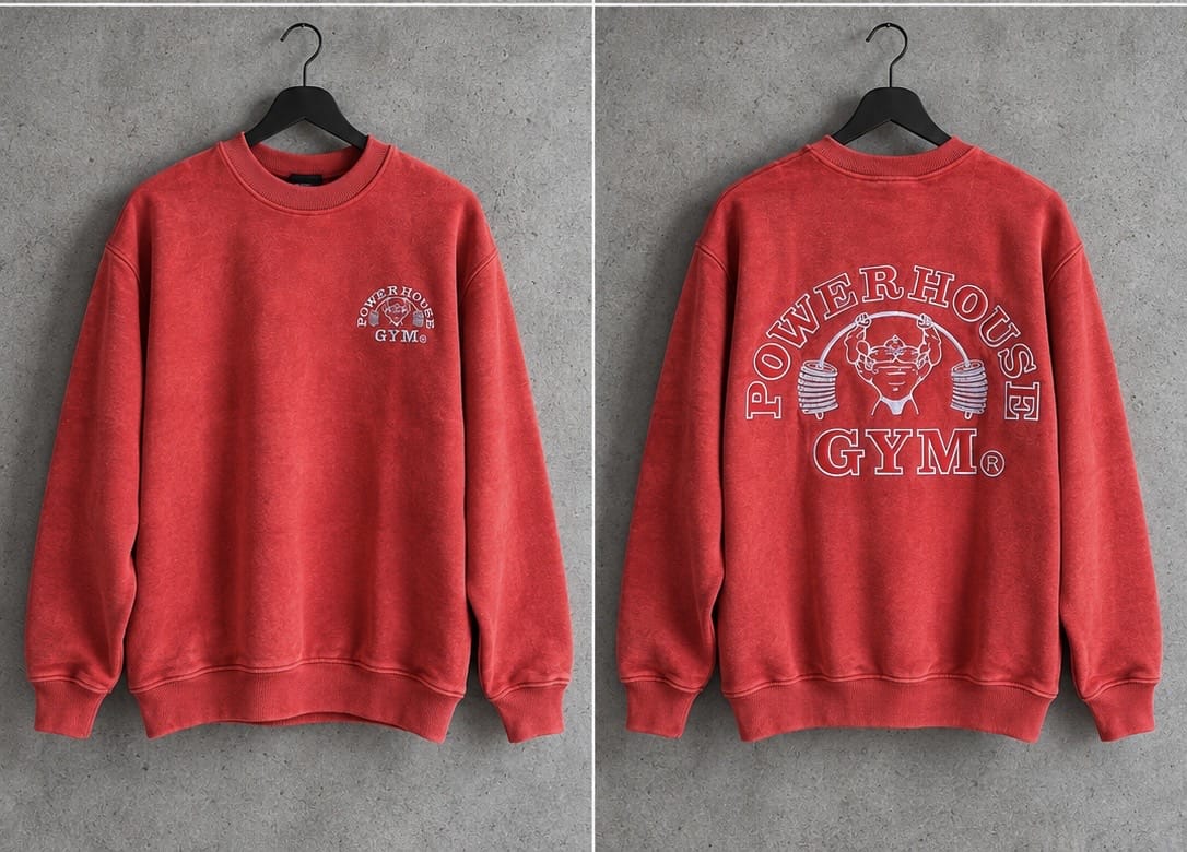 Powerhouse Gym Pro Shop Casual Crew- Vintage Red