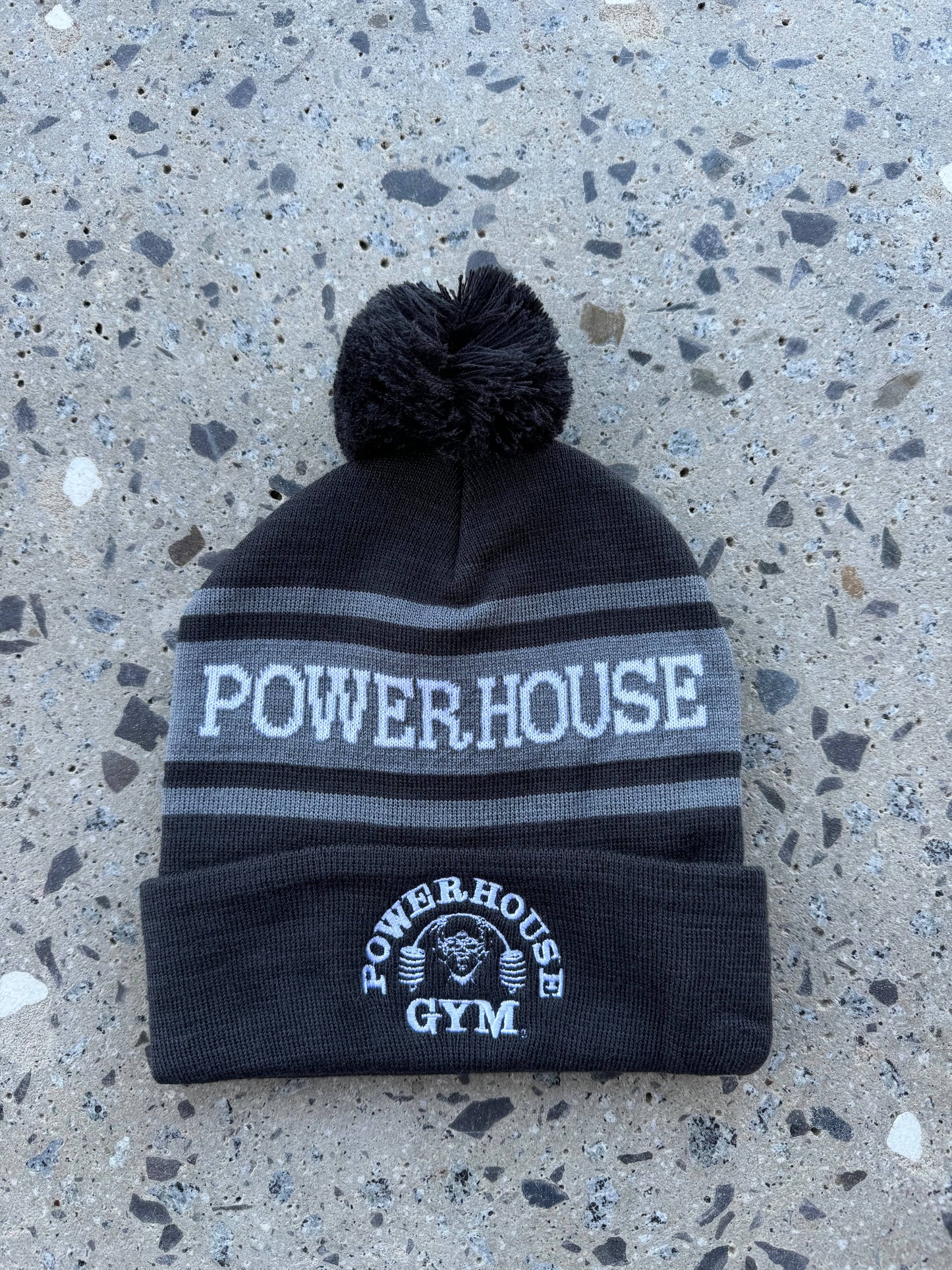 Powerhouse Gym Pro Shop Charcoal Pom Beanie