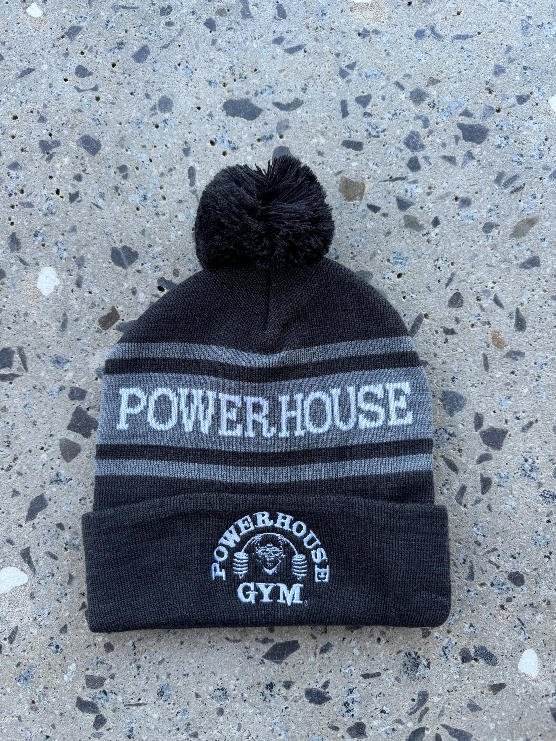 Powerhouse Gym Pro Shop Charcoal Pom Beanie