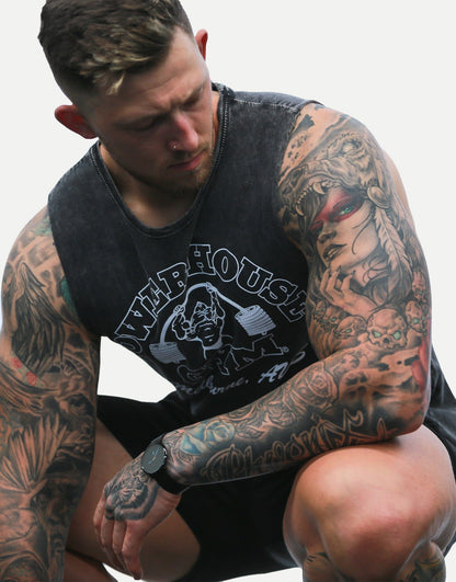 Powerhouse Gym Pro Shop Cut Off T-Shirt Charcoal