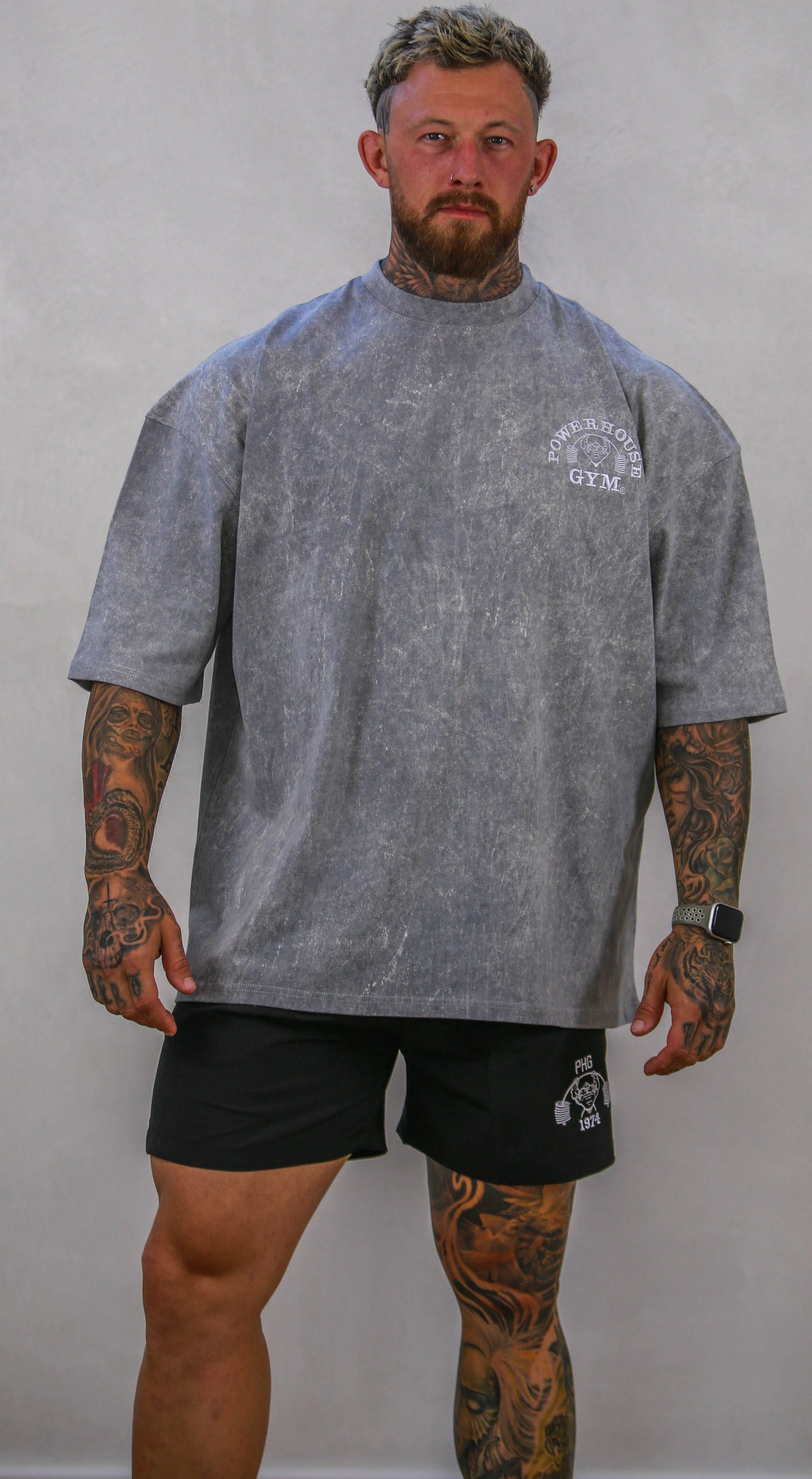Powerhouse Gym Pro Shop Distressed O/S T-Shirt - Concrete