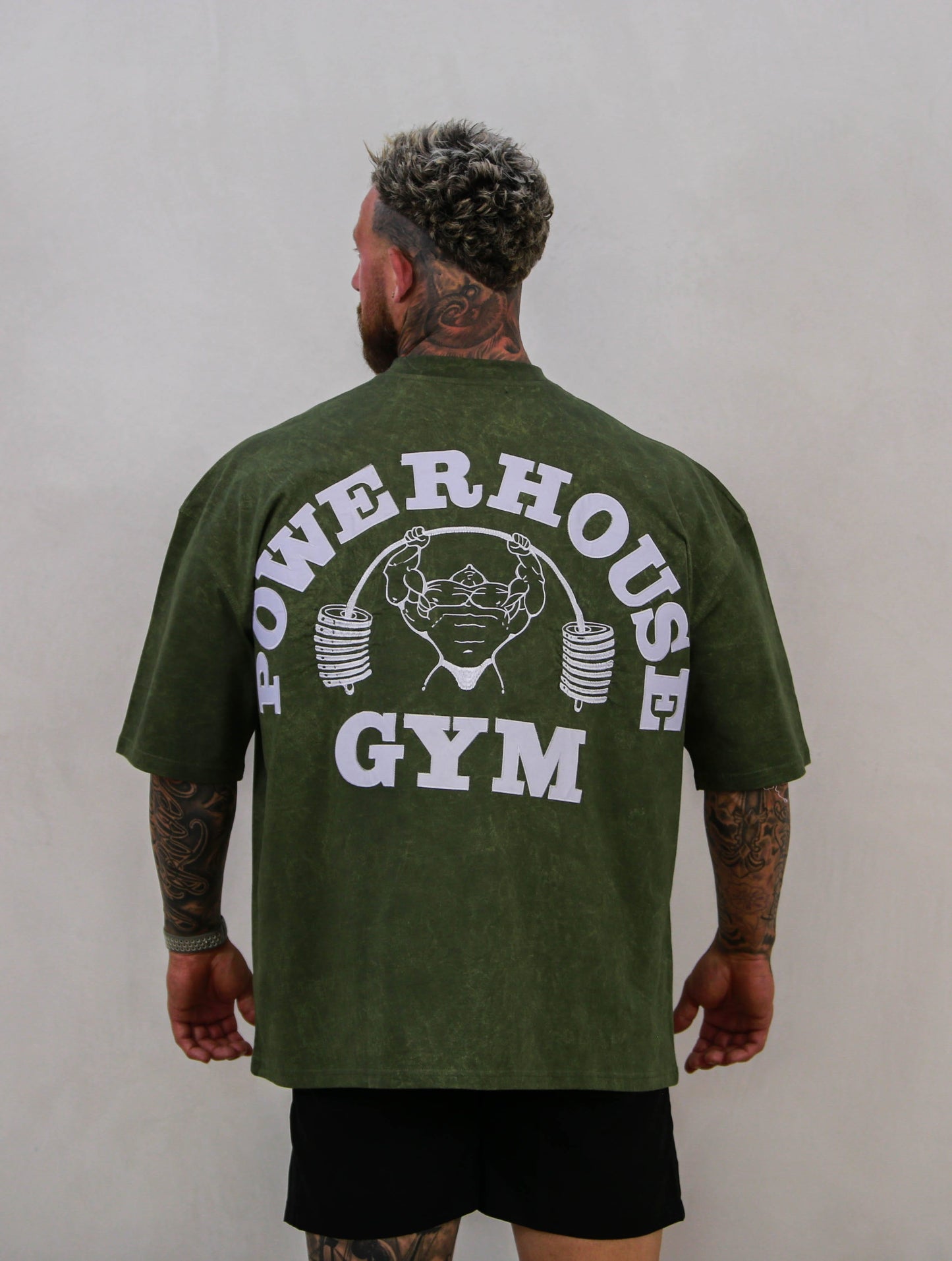 Powerhouse Gym Pro Shop Distressed O/S T-Shirt - Olive