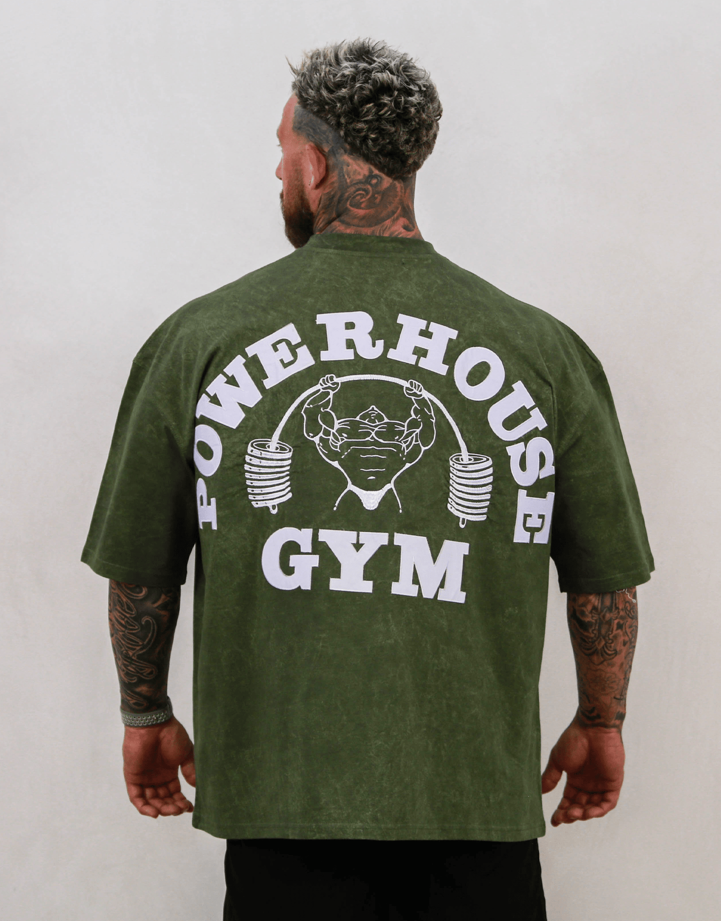 Powerhouse Gym Pro Shop Distressed O/S T-Shirt - Olive