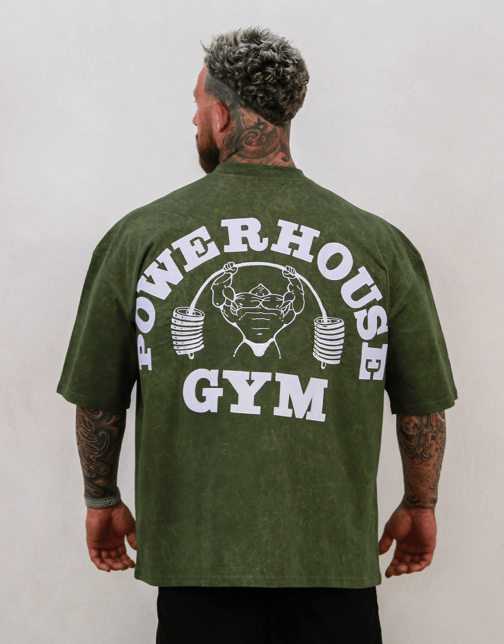 Powerhouse Gym Pro Shop Distressed O/S T-Shirt - Olive