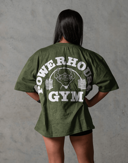 Powerhouse Gym Pro Shop Distressed O/S T-Shirt - Olive