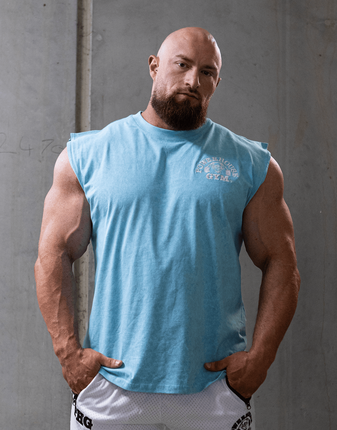 Powerhouse Gym Pro Shop Distressed Tank - Blue