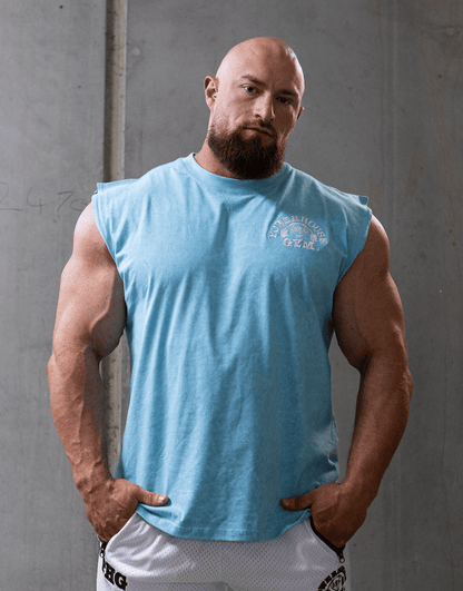 Powerhouse Gym Pro Shop Distressed Tank - Blue