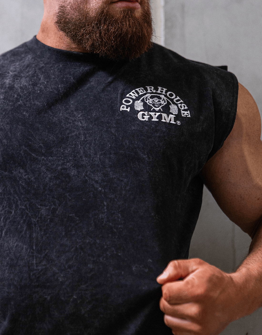 Powerhouse Gym Pro Shop Distressed Tank - Charcoal