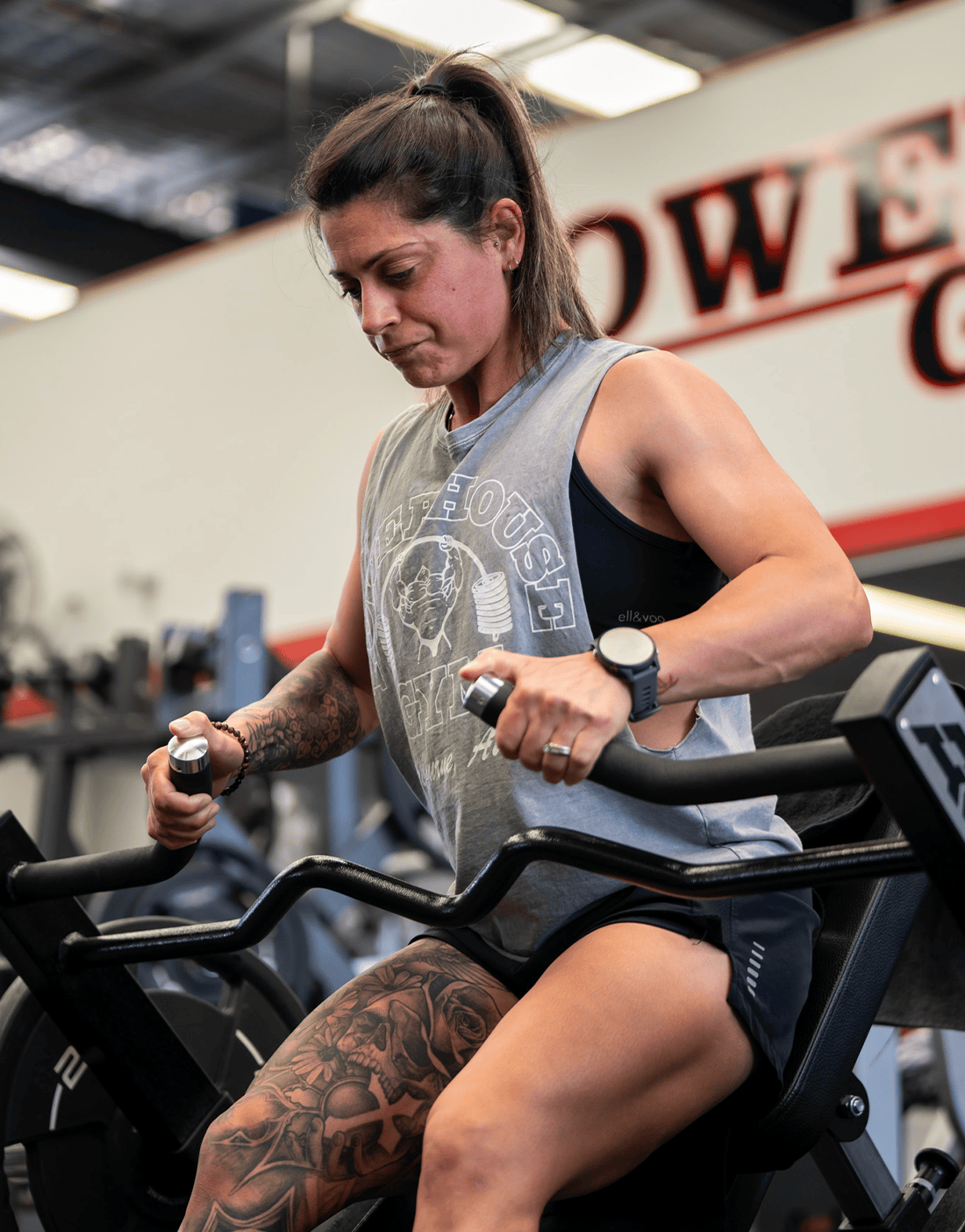 Powerhouse Gym Pro Shop Faded Tank-Stone