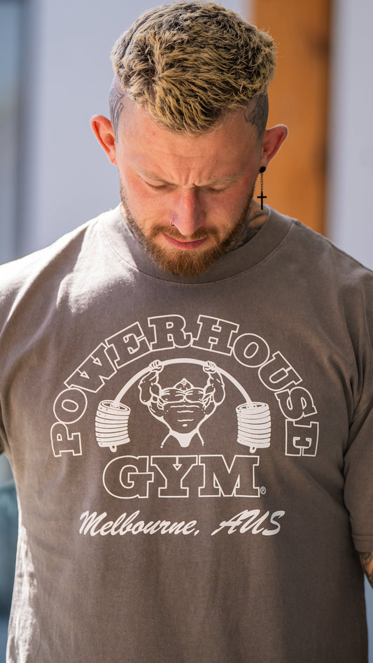 Powerhouse Gym Pro Shop Heavy Faded T-Shirt - Faded Grey