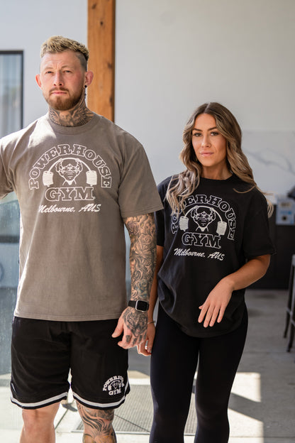 Powerhouse Gym Pro Shop Heavy Faded T-Shirt - Faded Grey