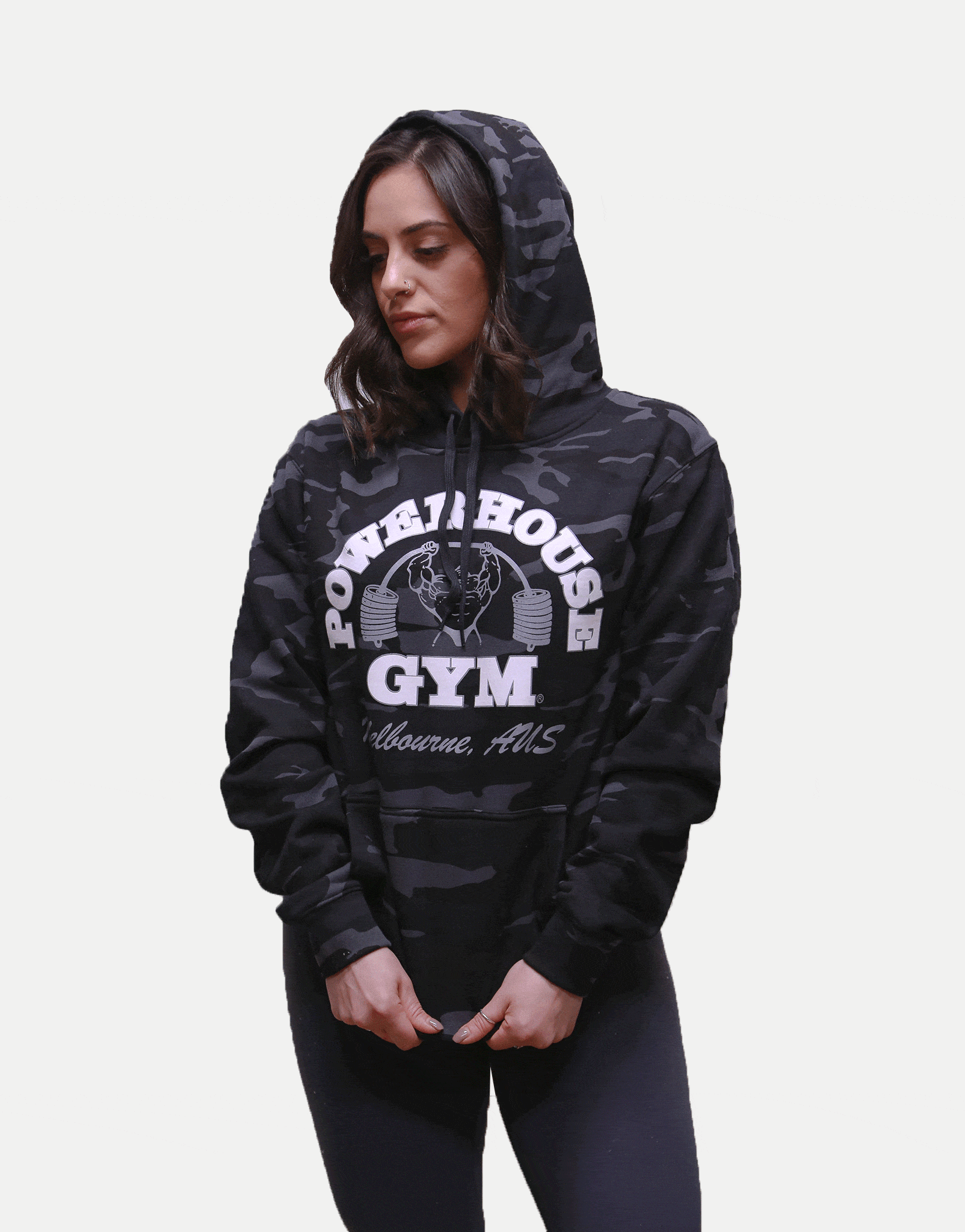 Training Hoodie Black Camo Powerhouse Gym Pro Shop