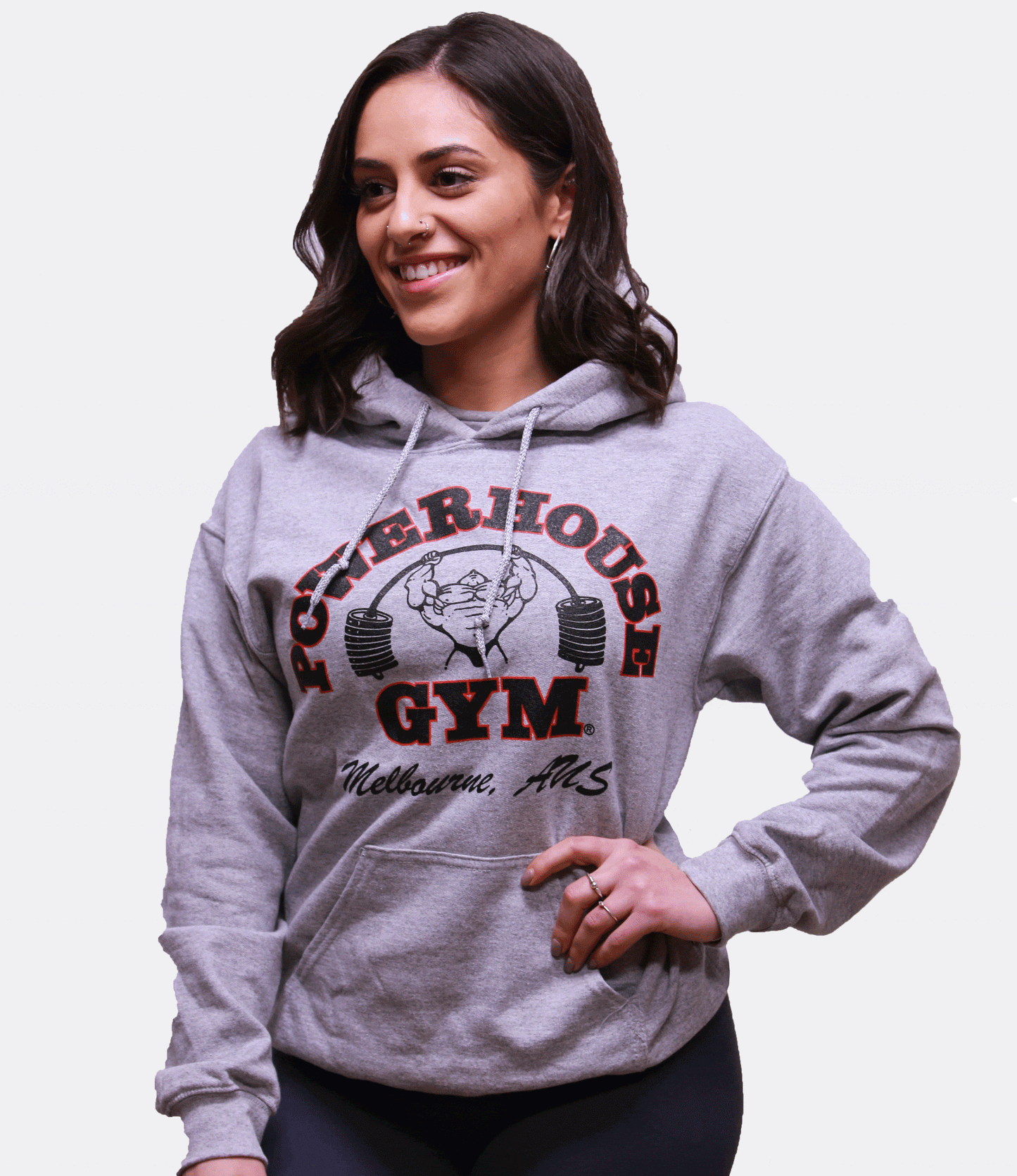 Powerhouse Gym Pro Shop Hoodie Grey/Black Red Outline