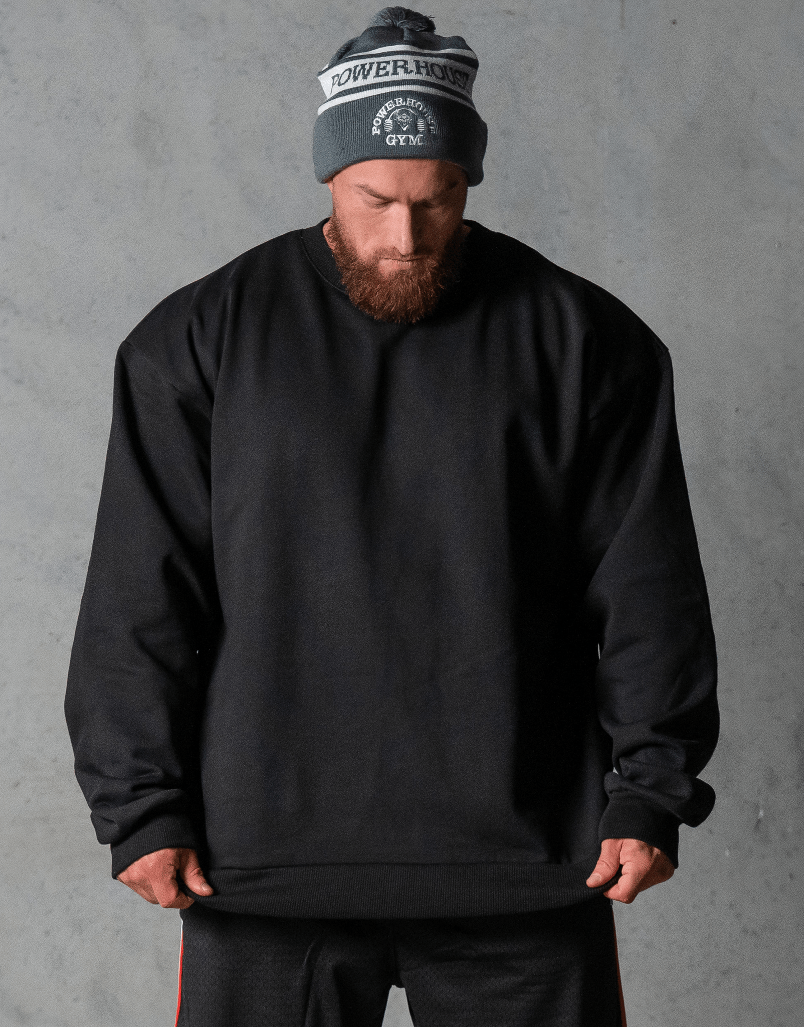Powerhouse Gym Pro Shop Iron Built Crewneck — Classic Strength, No Hood Needed